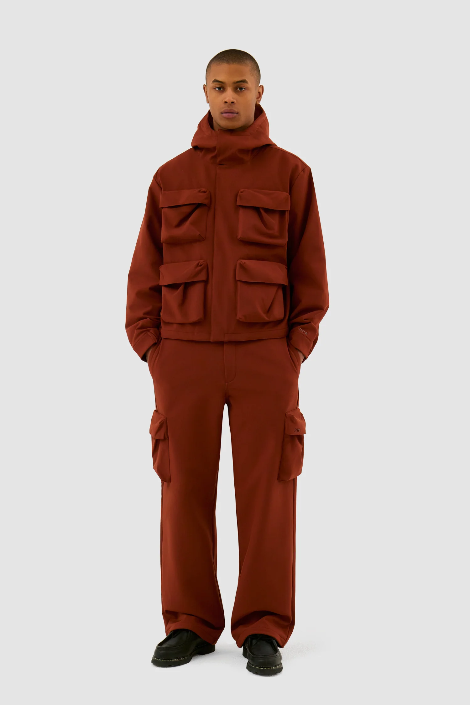 Veste à capuche en nylon avec poches 3D - Orange - Image 4