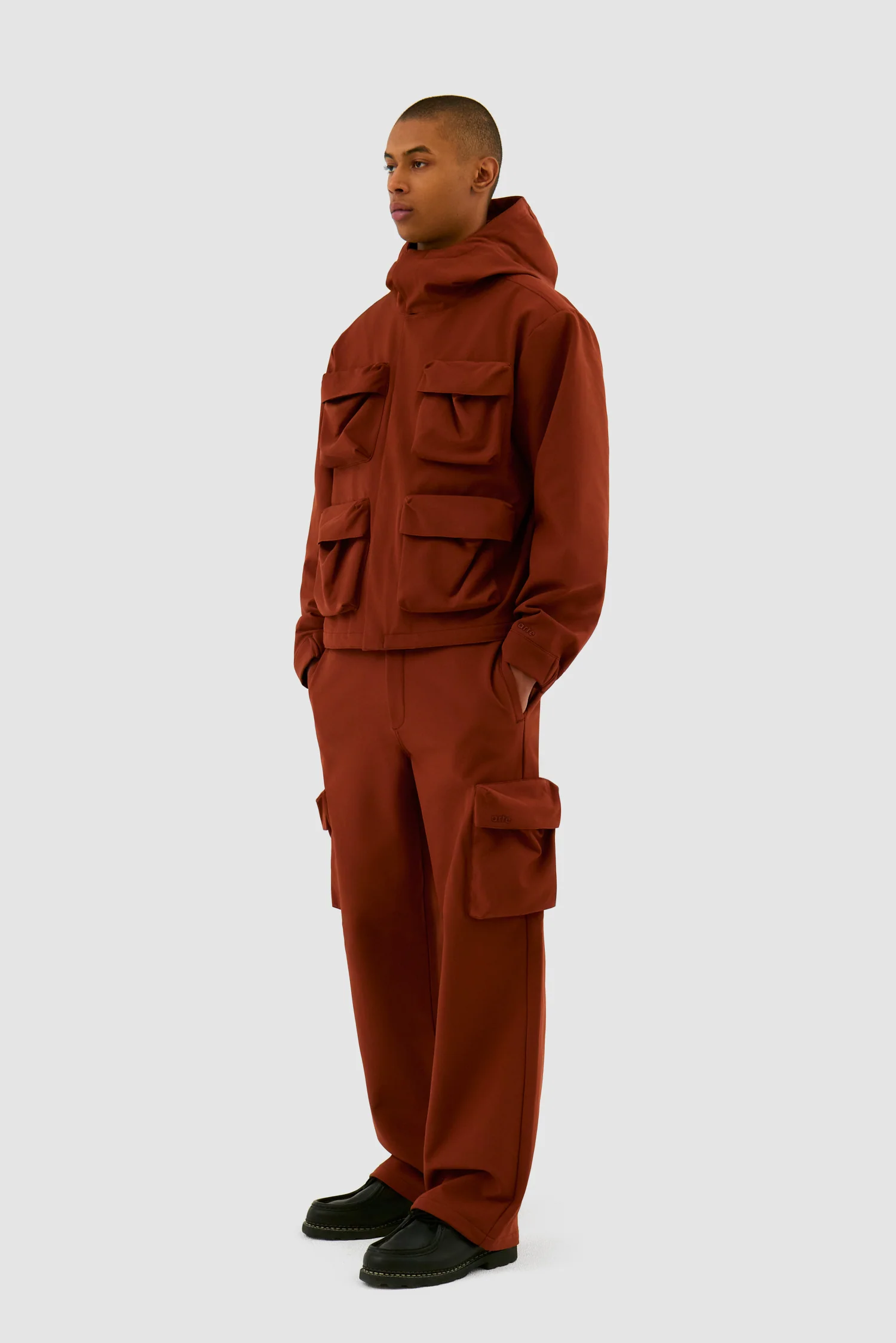 Veste à capuche en nylon avec poches 3D - Orange - Image 5