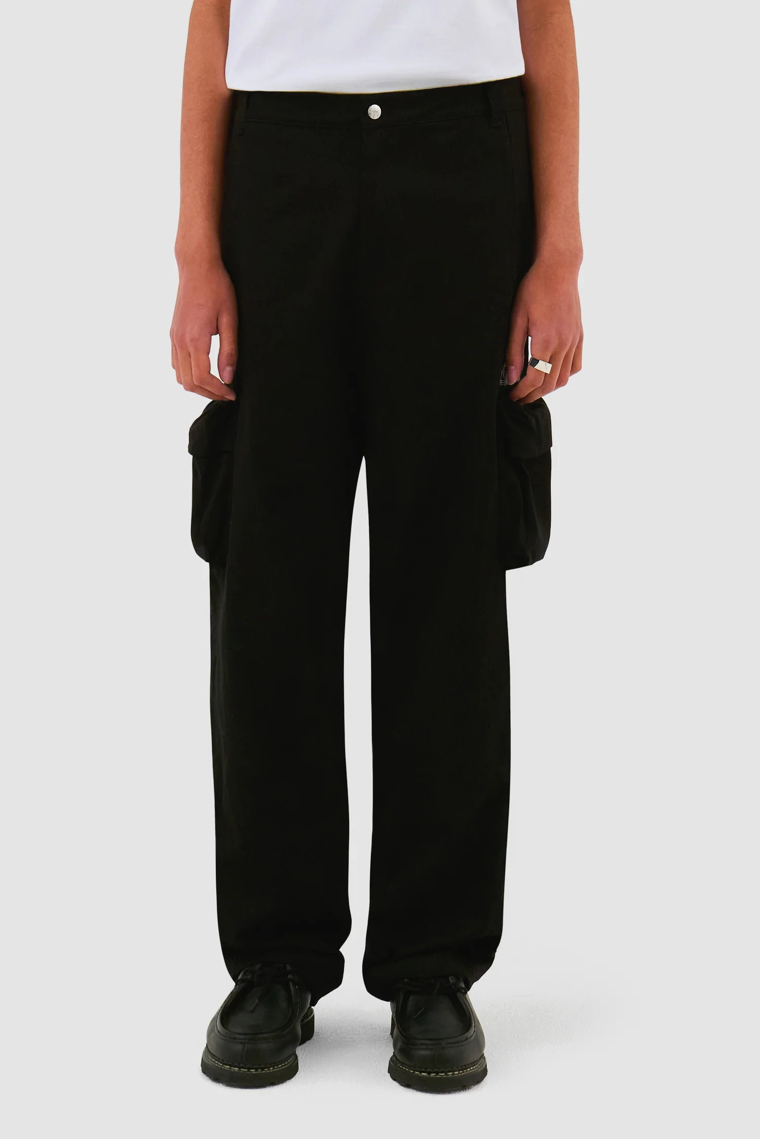 Pantalon en coton à poches 3D - Noir - Image 2