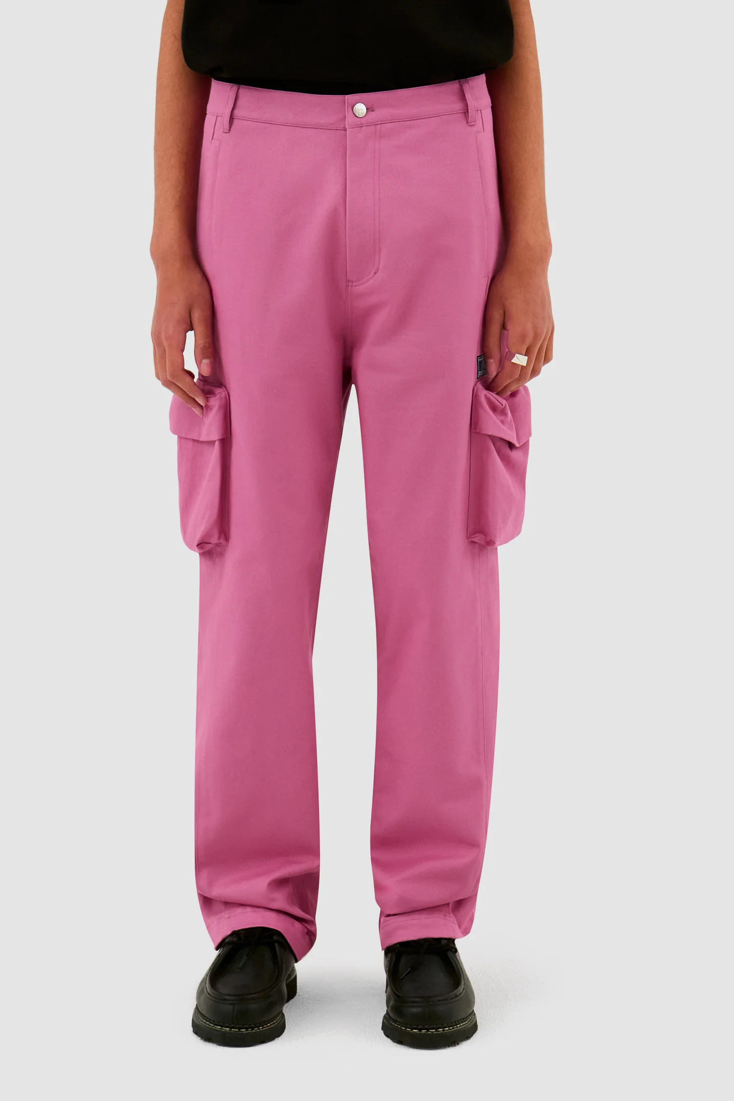 Pantalon en coton à poches 3D - Rose - Image 2