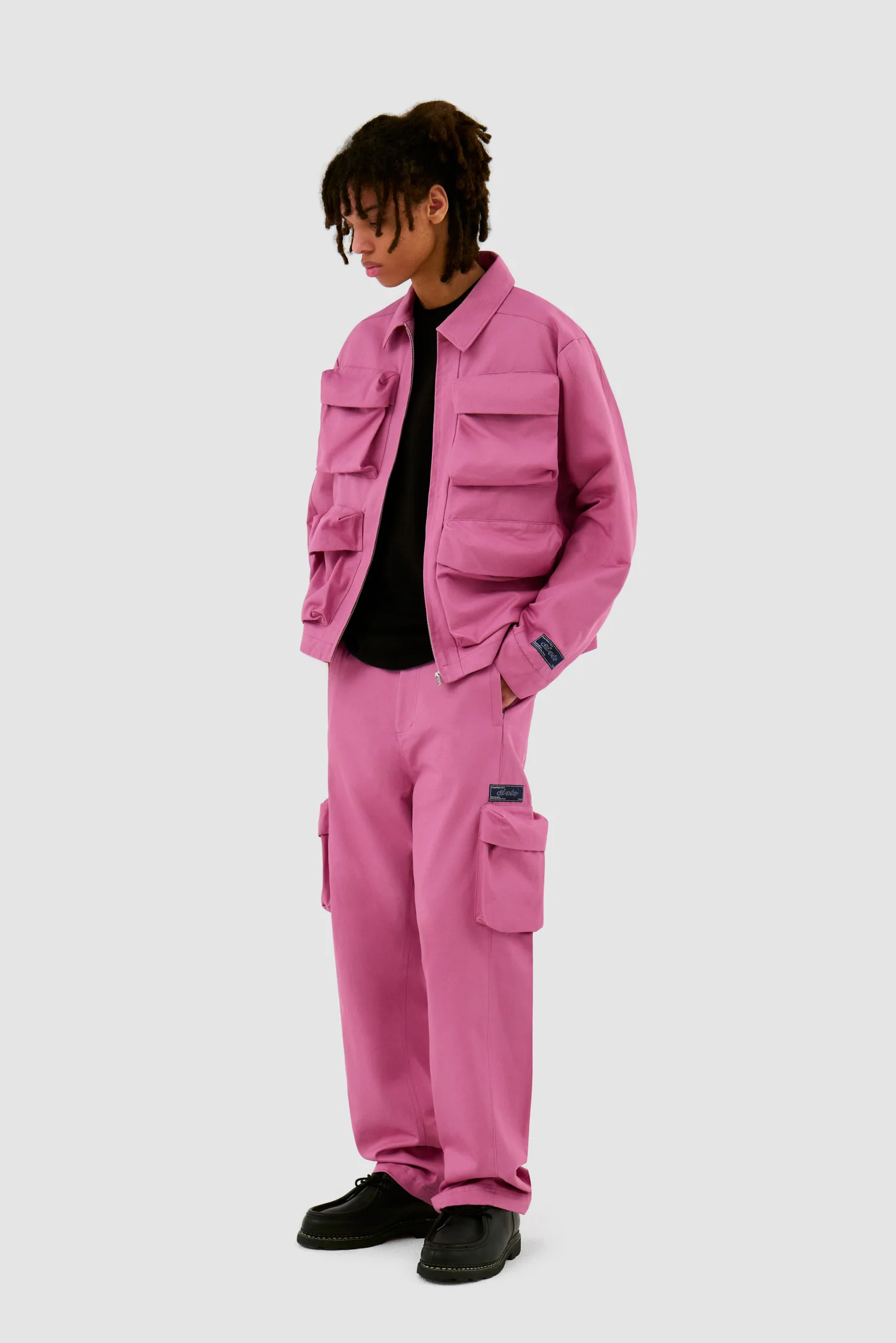 Pantalon en coton à poches 3D - Rose - Image 5