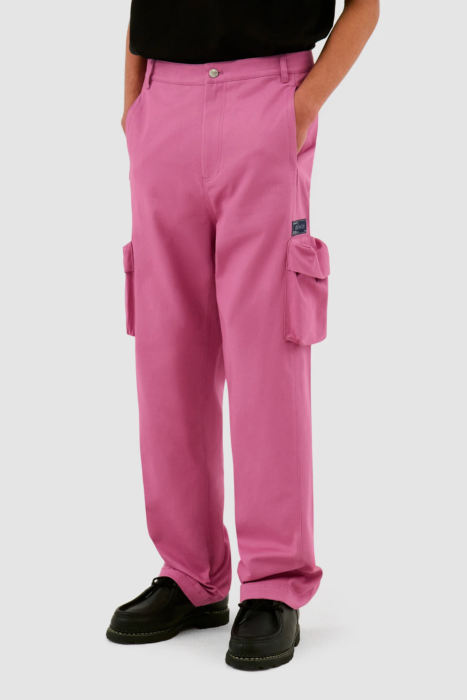 Pantalon en coton à poches 3D - Rose - Image 7