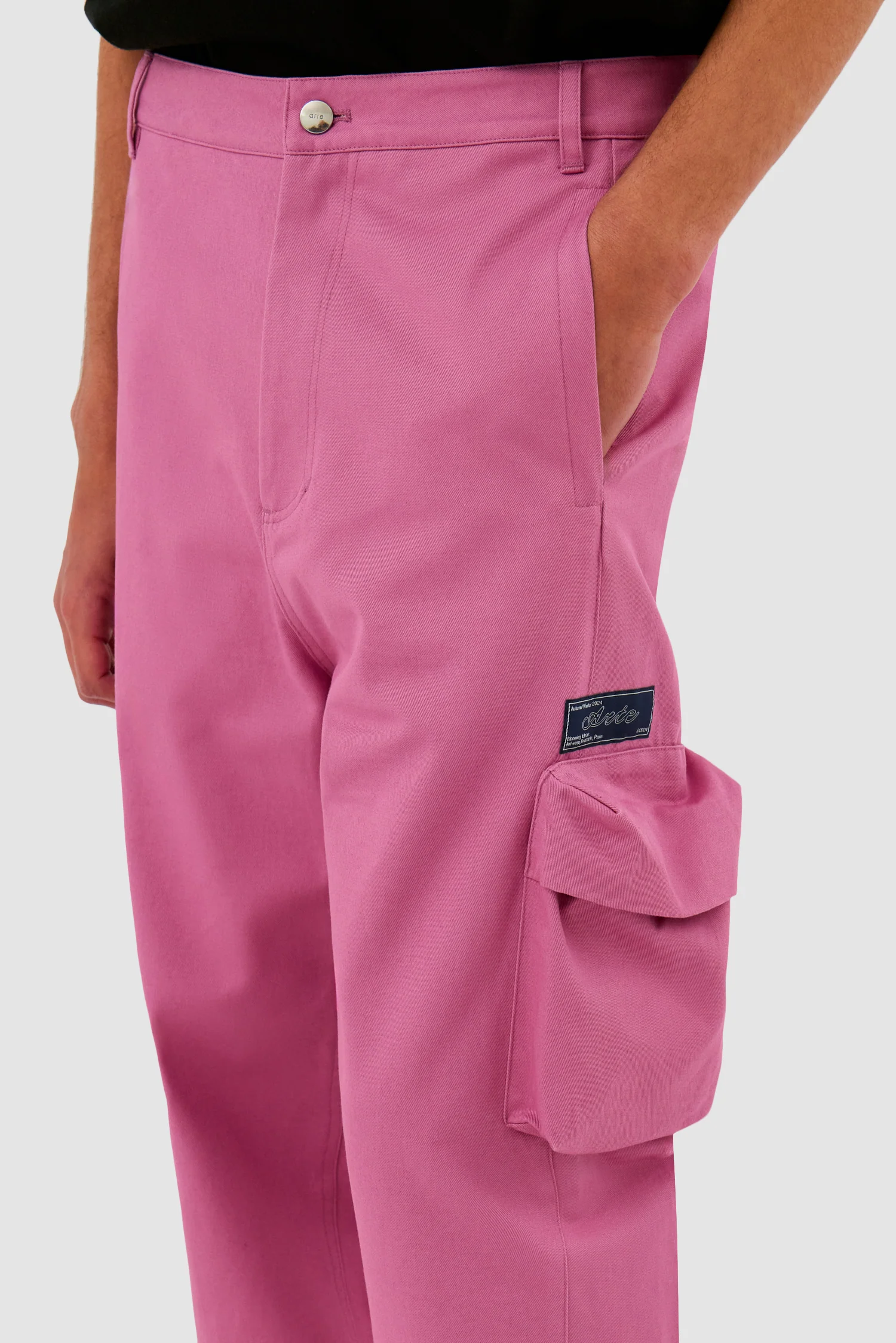 Pantalon en coton à poches 3D - Rose - Image 8