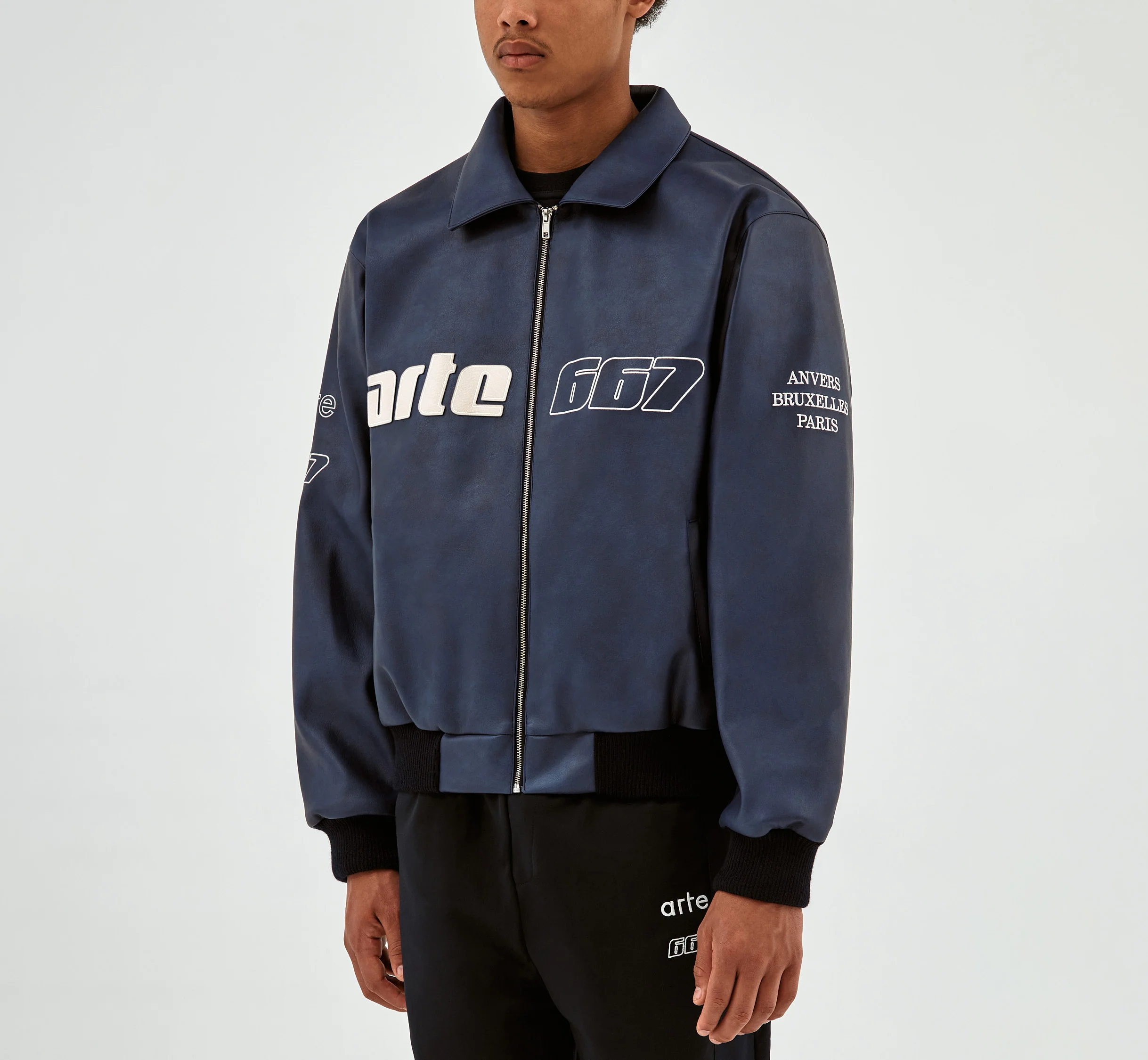 667 Veste en cuir - Marine - Image 5