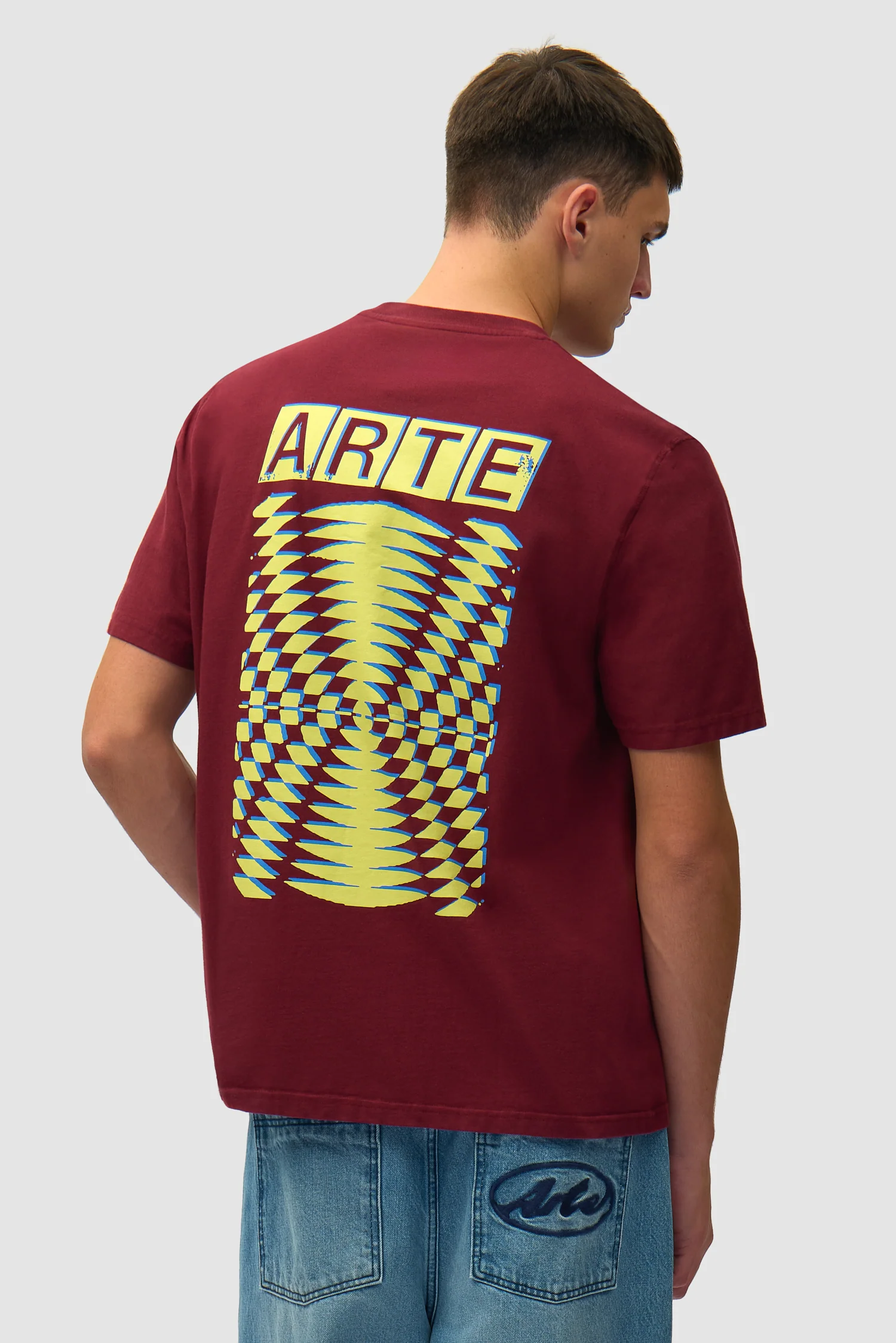 T-shirt à motif abstrait au dos - Bordeaux - Image 2