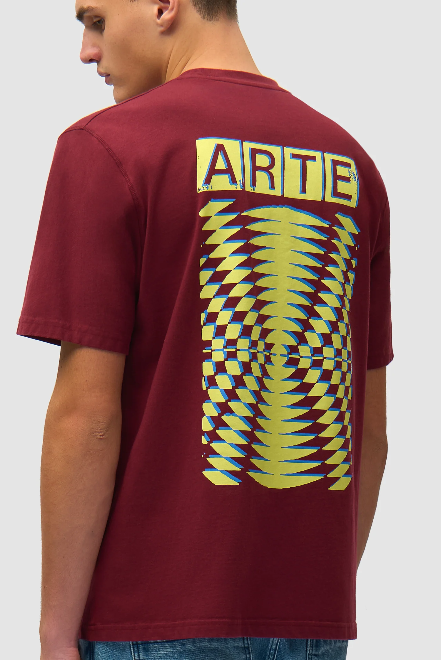 T-shirt à motif abstrait au dos - Bordeaux - Image 7