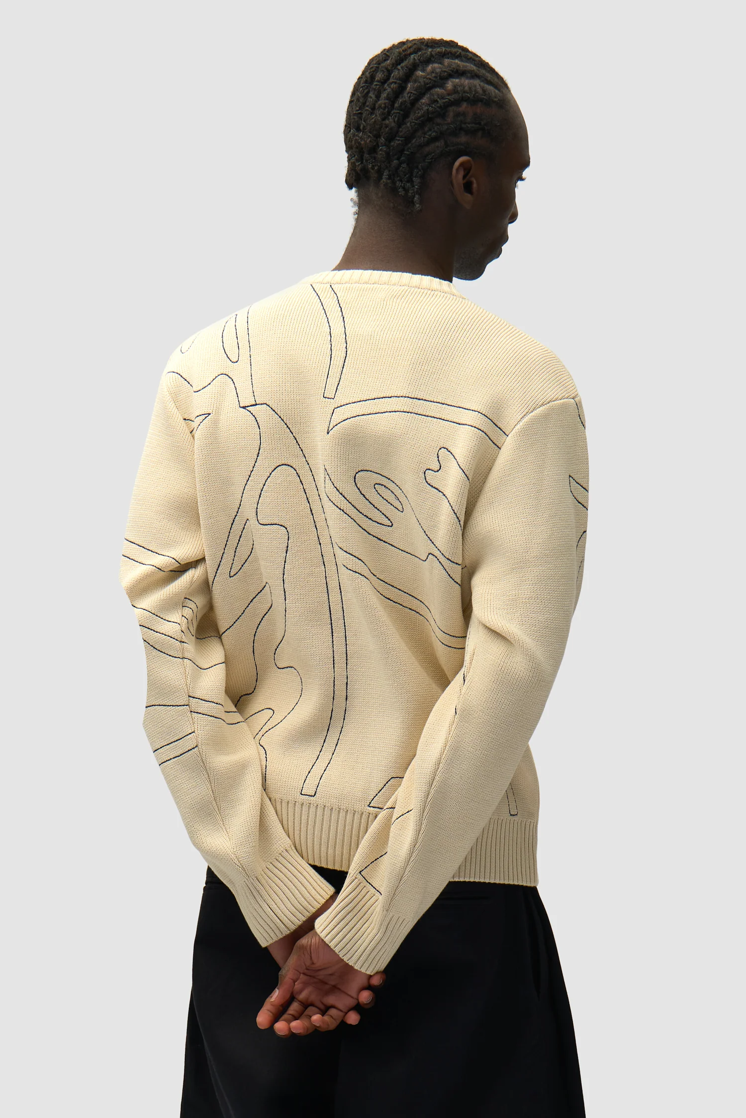 Pull en maille avec logo cercle sur toute la surface - Crème - Image 3