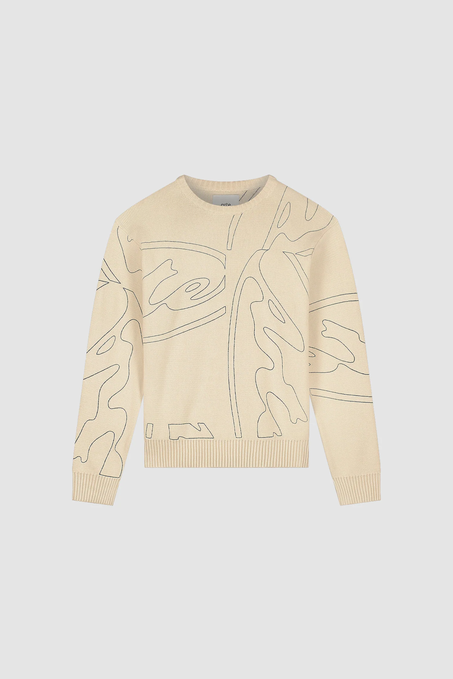 Pull en maille avec logo cercle sur toute la surface - Crème - Image 9