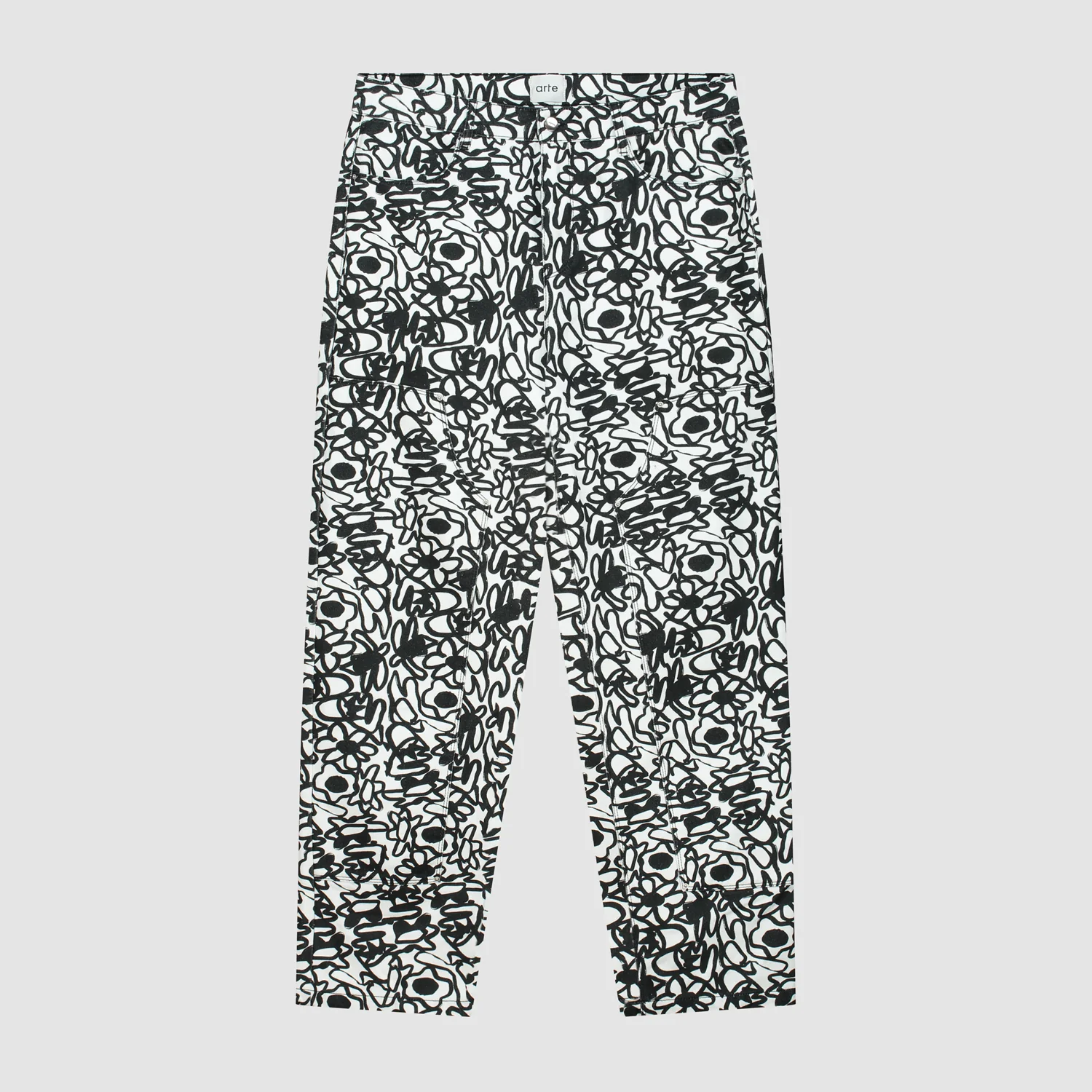 Pantalon Allover Flowers - Noir/Blanc