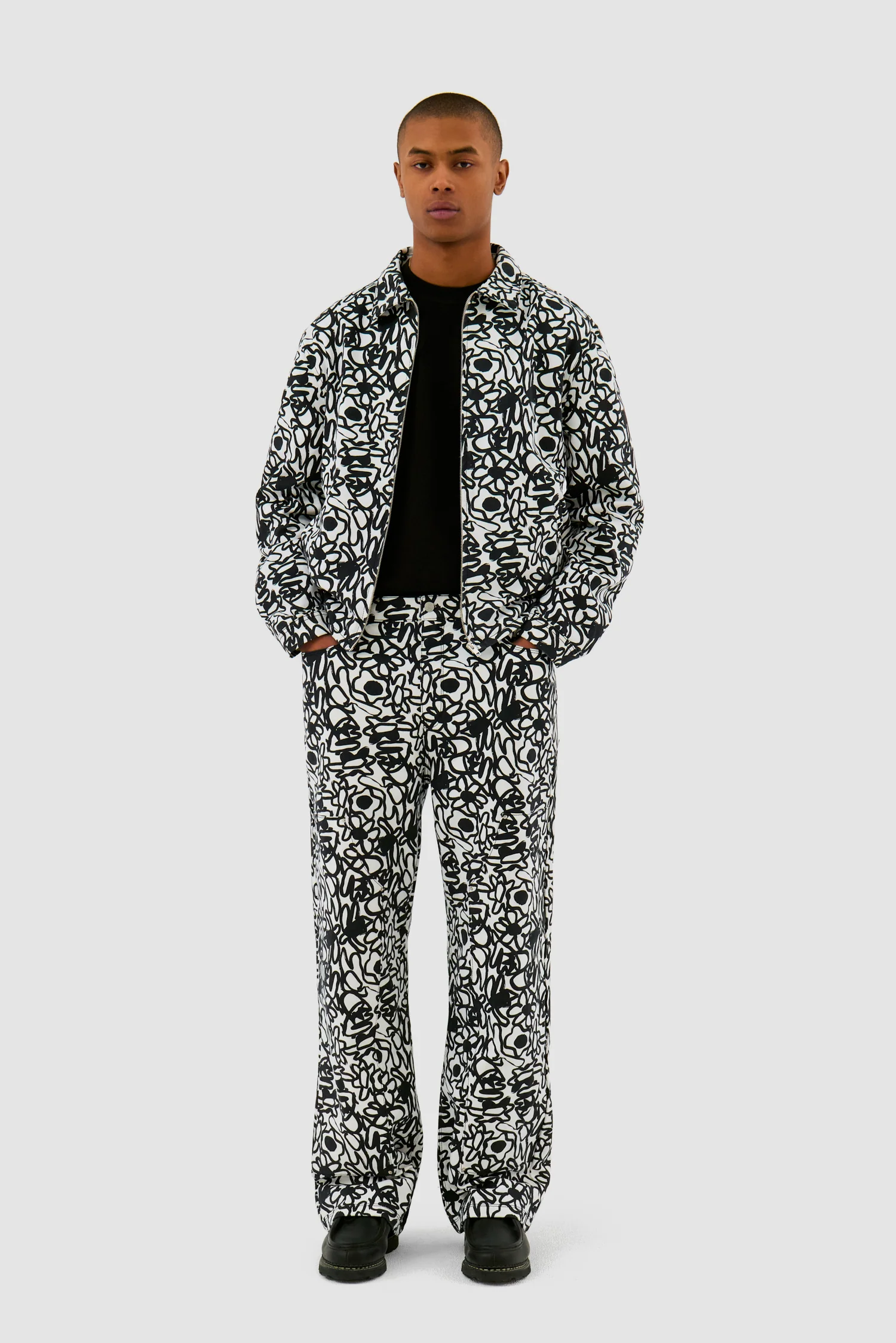Pantalon Allover Flowers - Noir/Blanc - Image 4