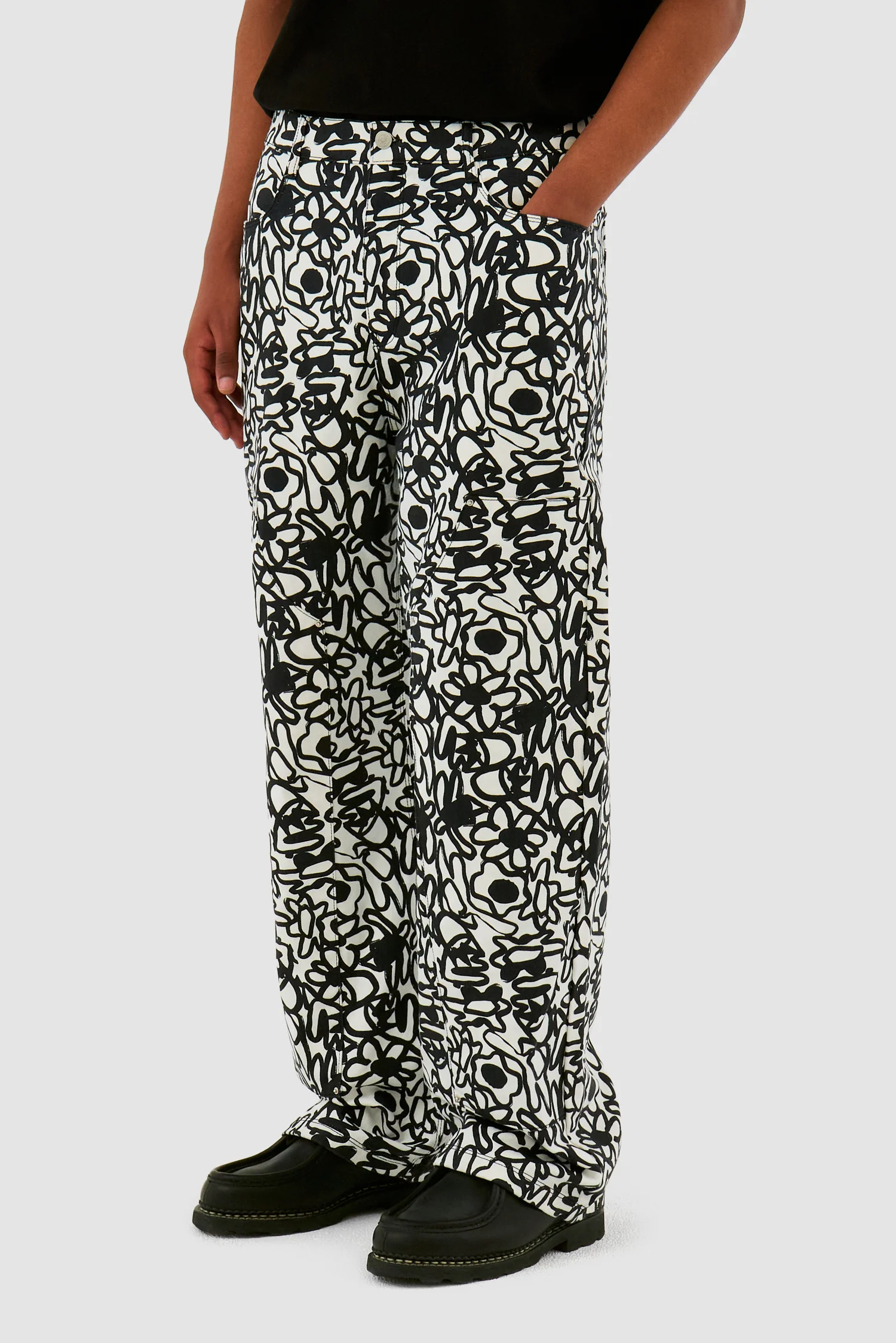 Pantalon Allover Flowers - Noir/Blanc - Image 7