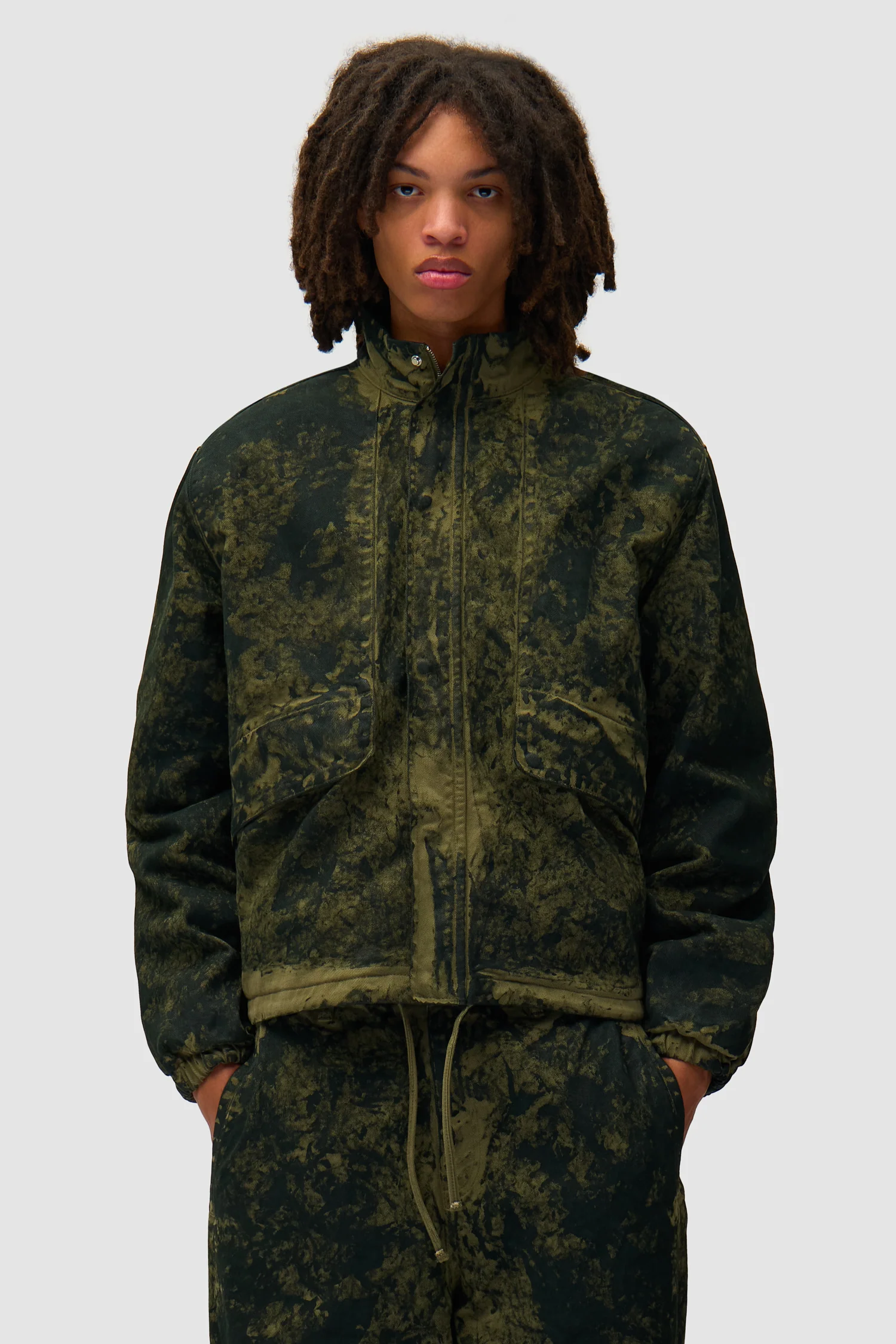 Blouson peinture à l'ancienne - Vert - Image 8