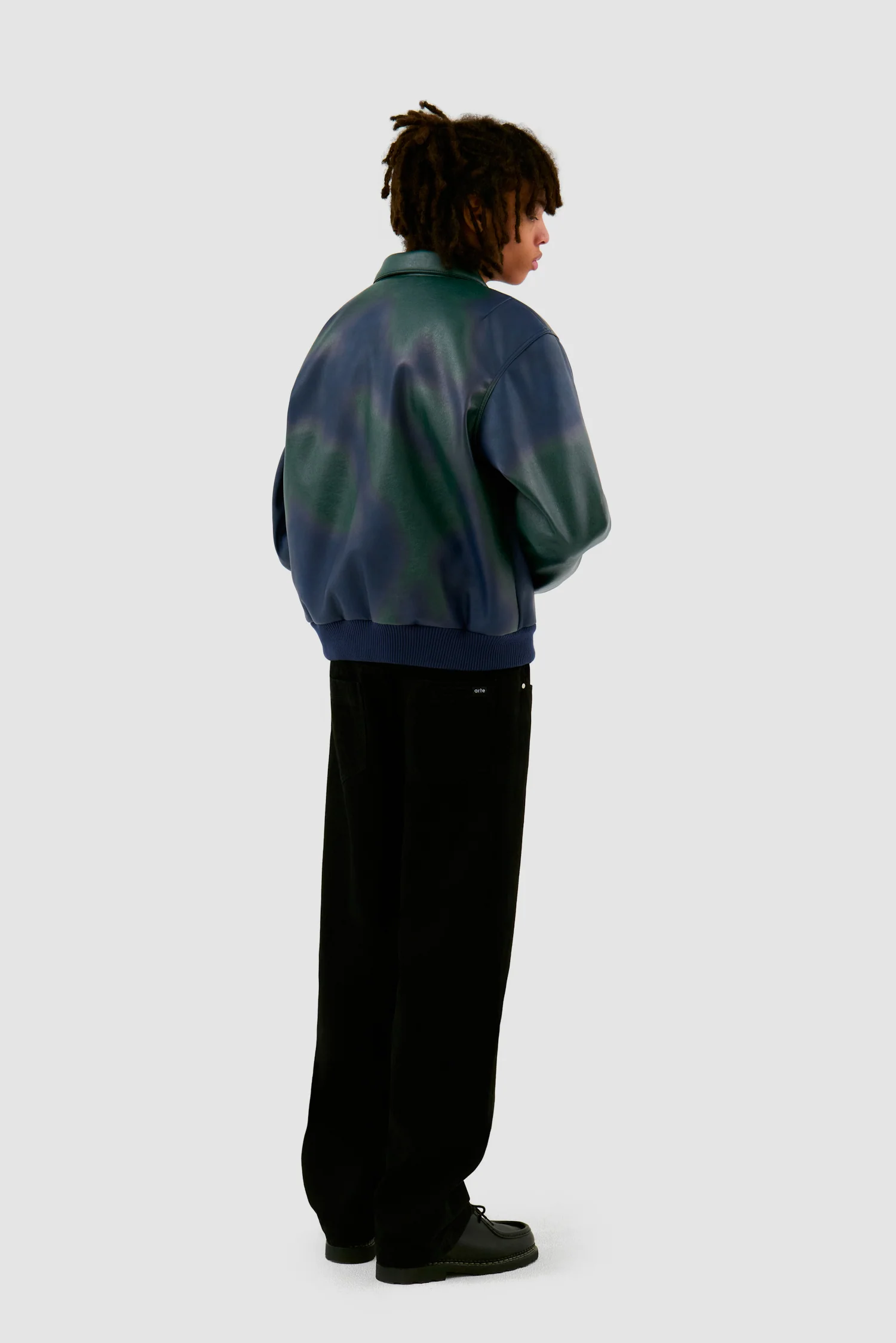 Veste en cuir Artisan - Navy/Green - Image 5