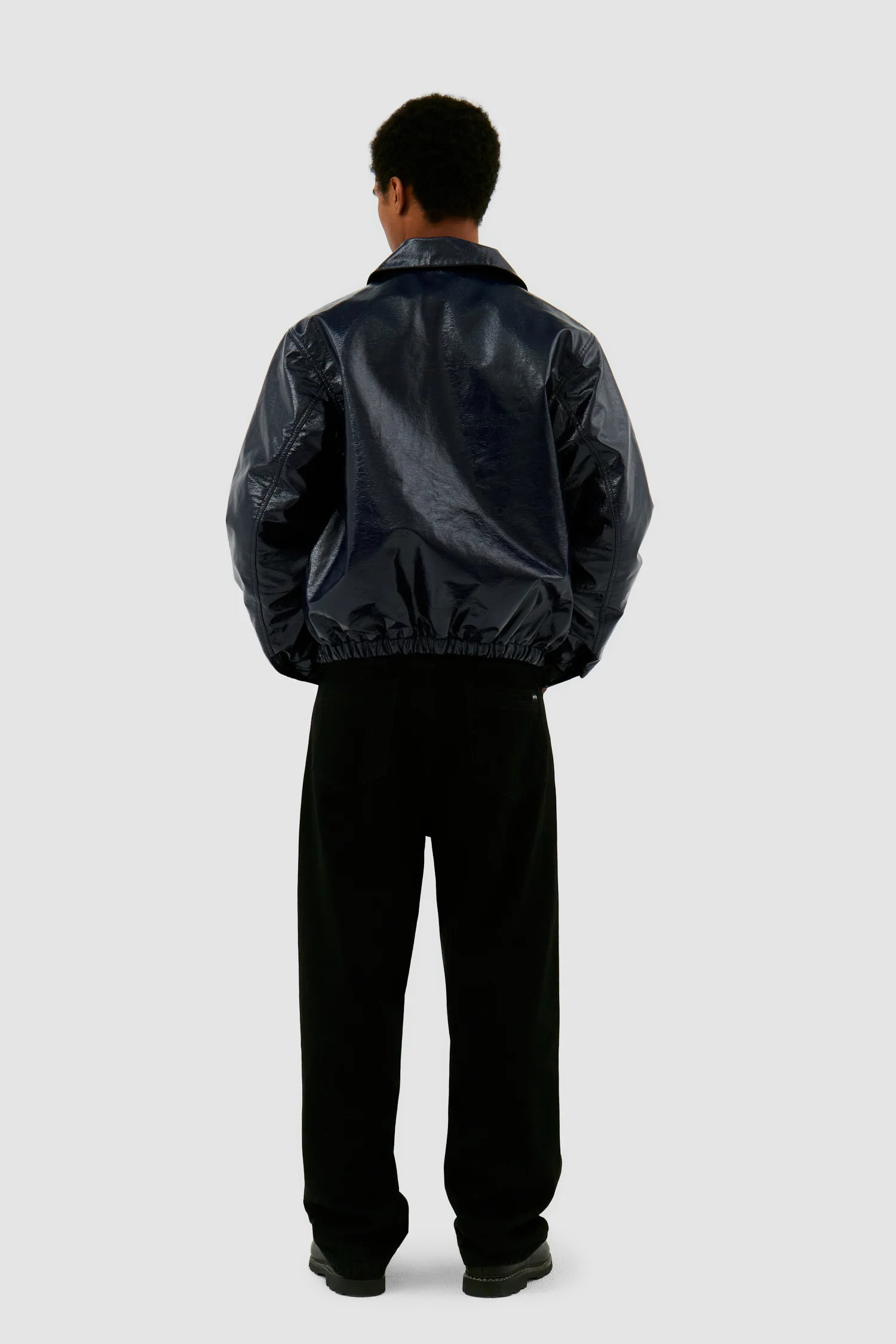 Veste en PU vernie - Marine - Image 6