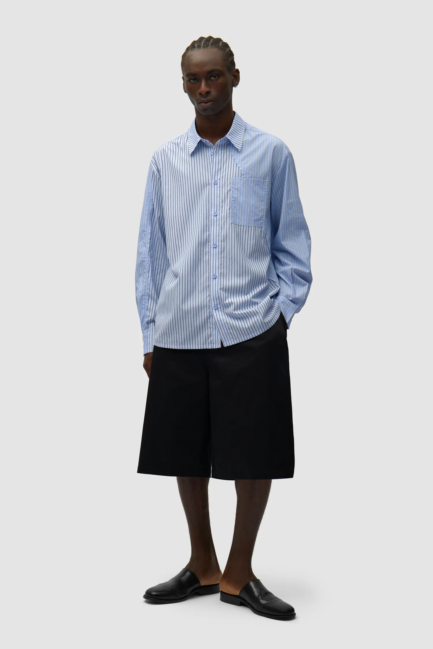 Chemise longue asymétrique - Rayée - Image 4