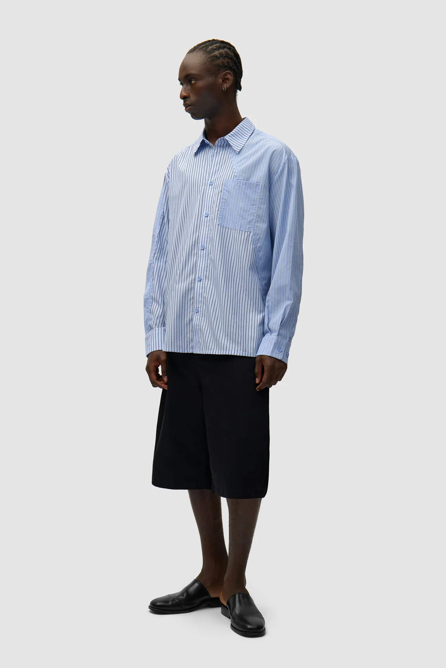 Chemise longue asymétrique - Rayée - Image 5