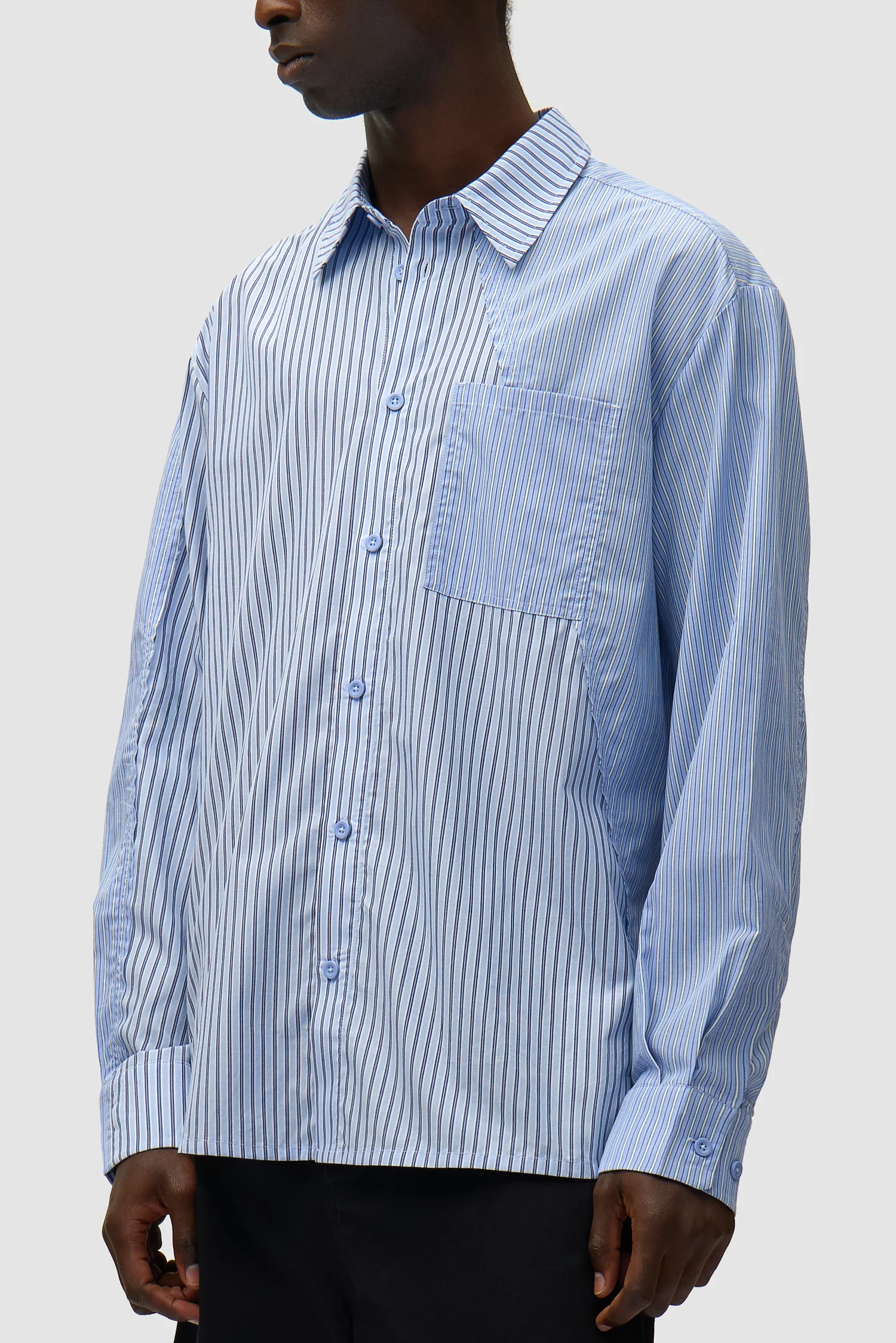 Chemise longue asymétrique - Rayée - Image 7