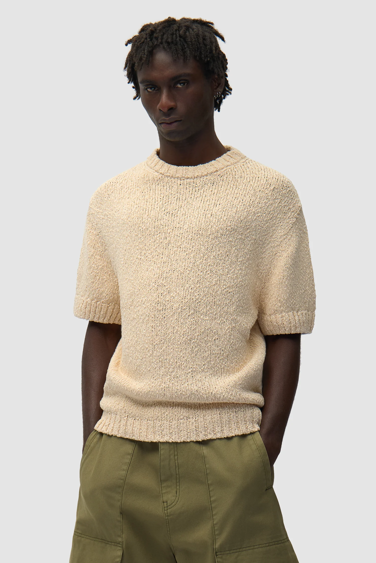 T-shirt en maille avec motif graphique au dos - Crème - Image 3
