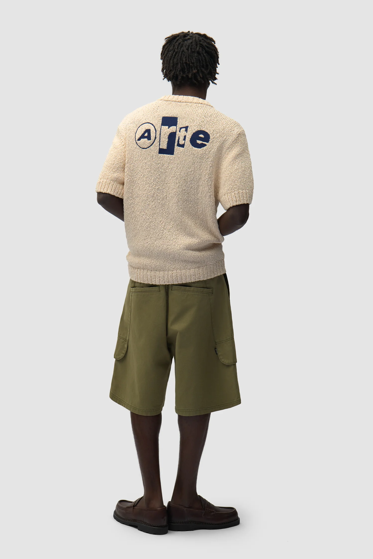 T-shirt en maille avec motif graphique au dos - Crème - Image 4