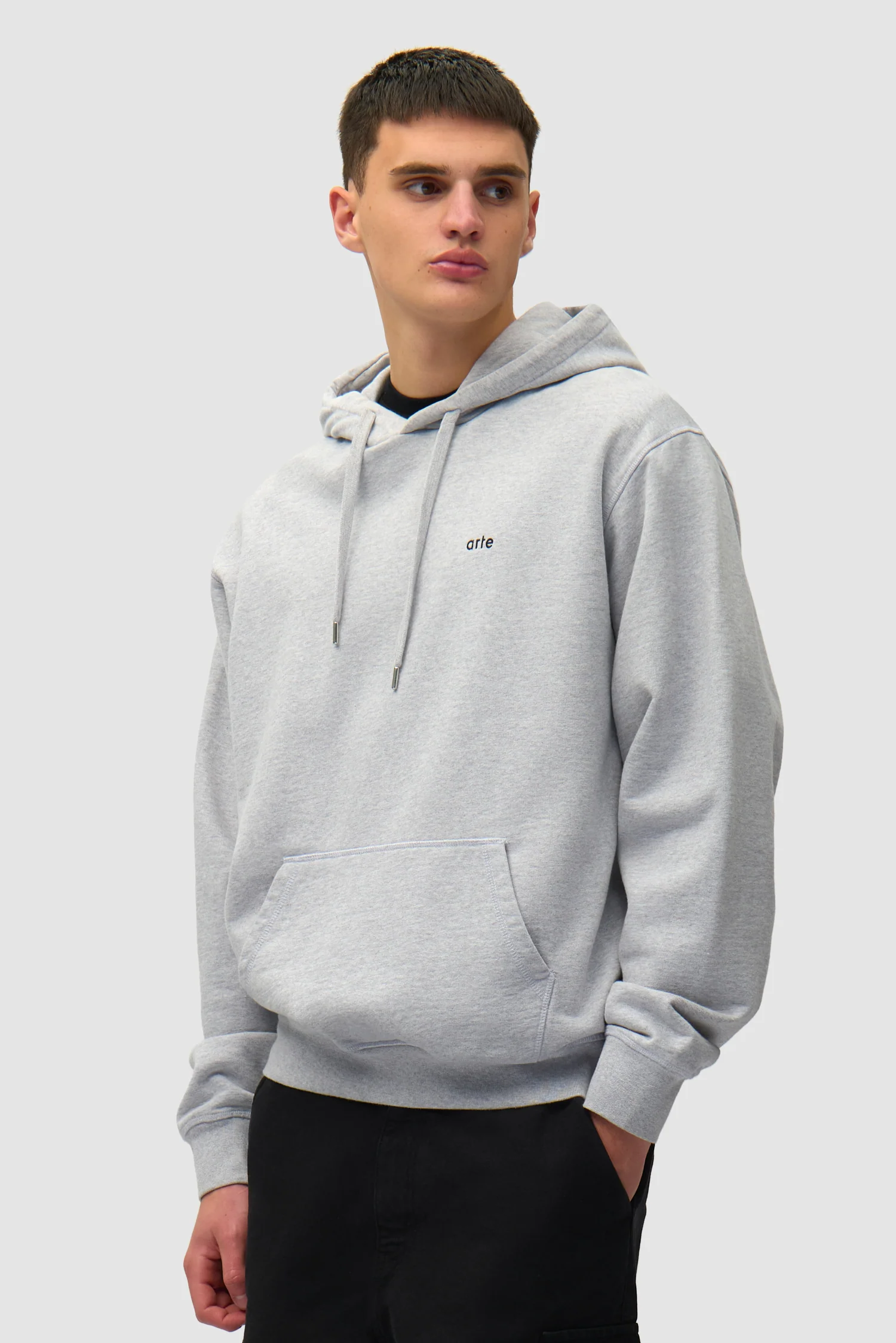 Sweat à capuche avec poster dans le dos - Gris - Image 3