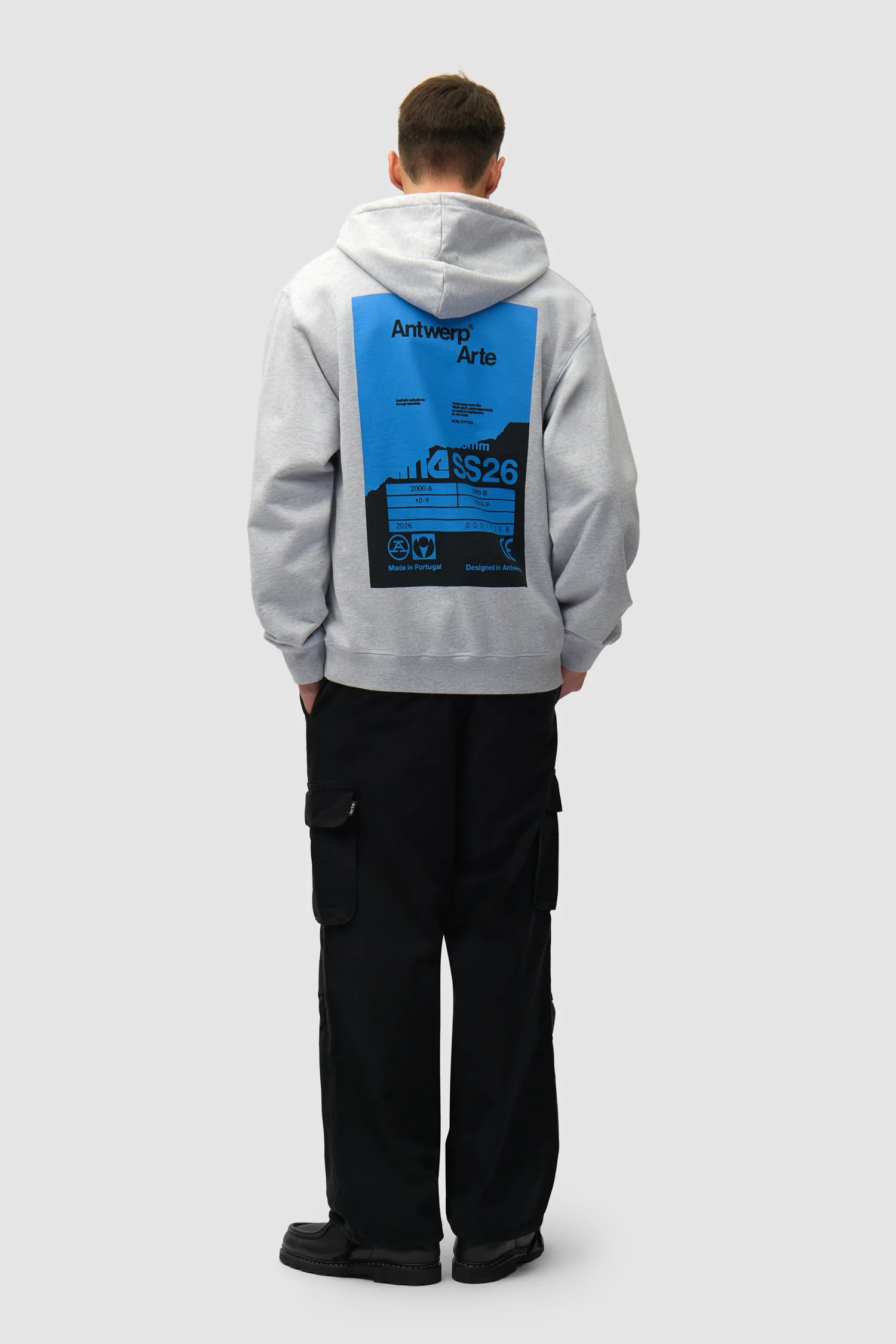 Sweat à capuche avec poster dans le dos - Gris - Image 5
