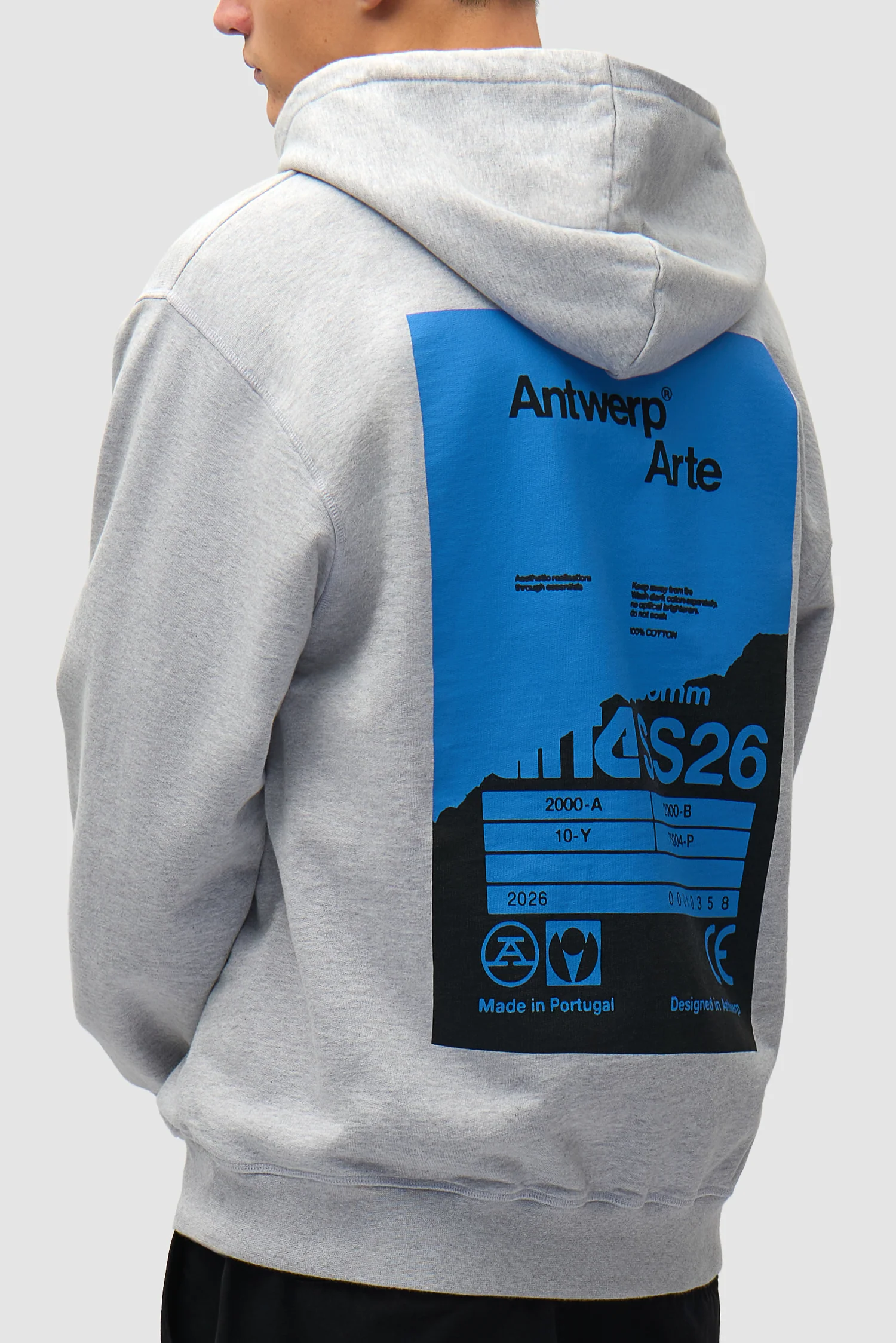 Sweat à capuche avec poster dans le dos - Gris - Image 7