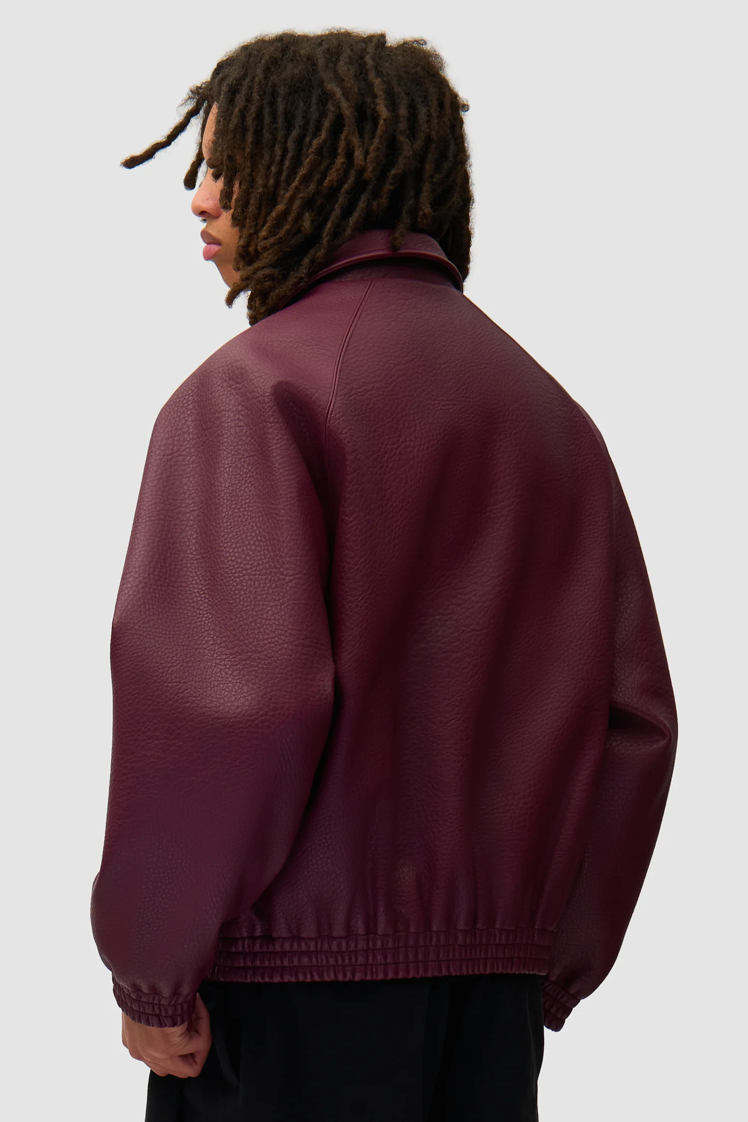 Veste en cuir basique - Bordeaux - Image 3