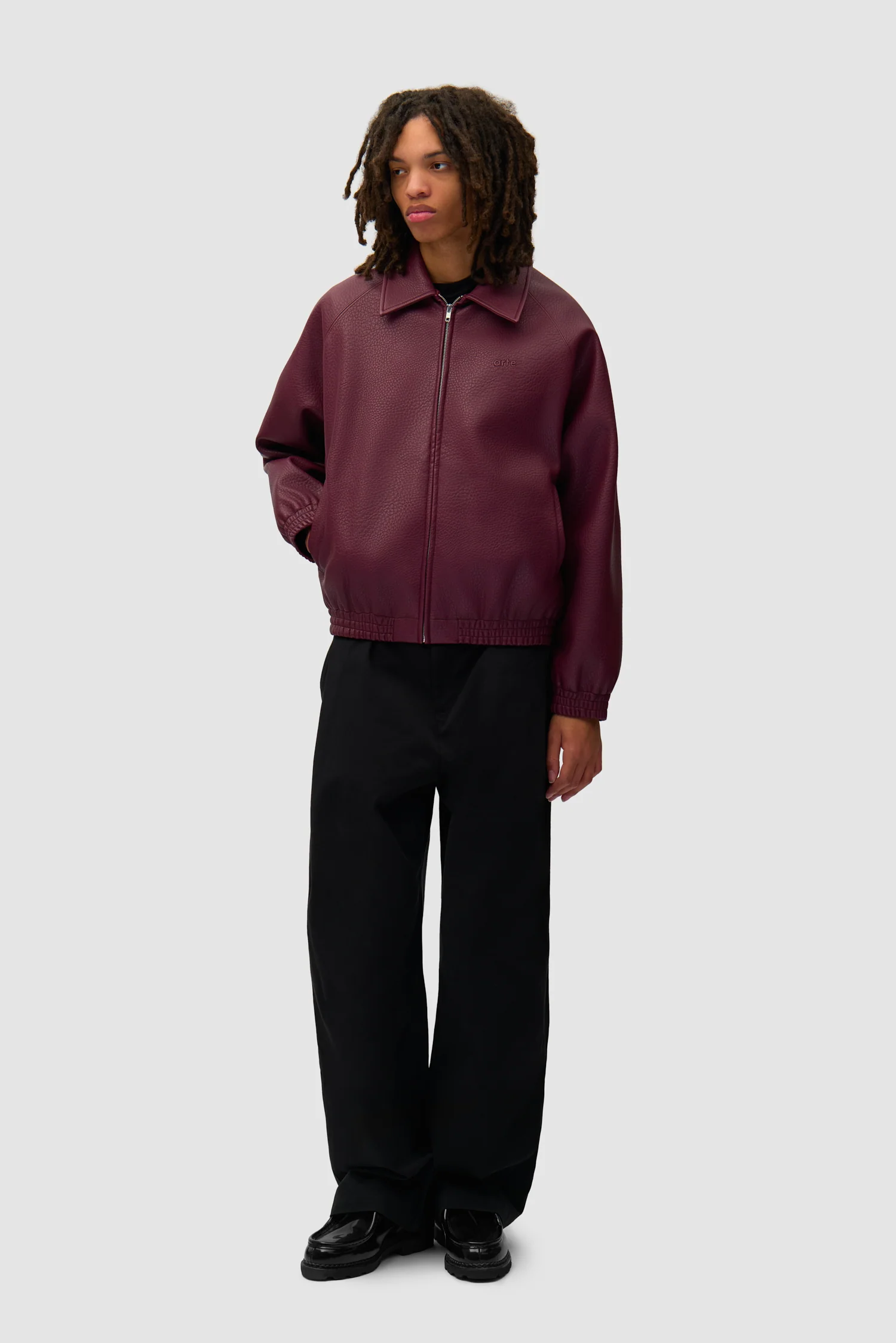 Veste en cuir basique - Bordeaux - Image 4