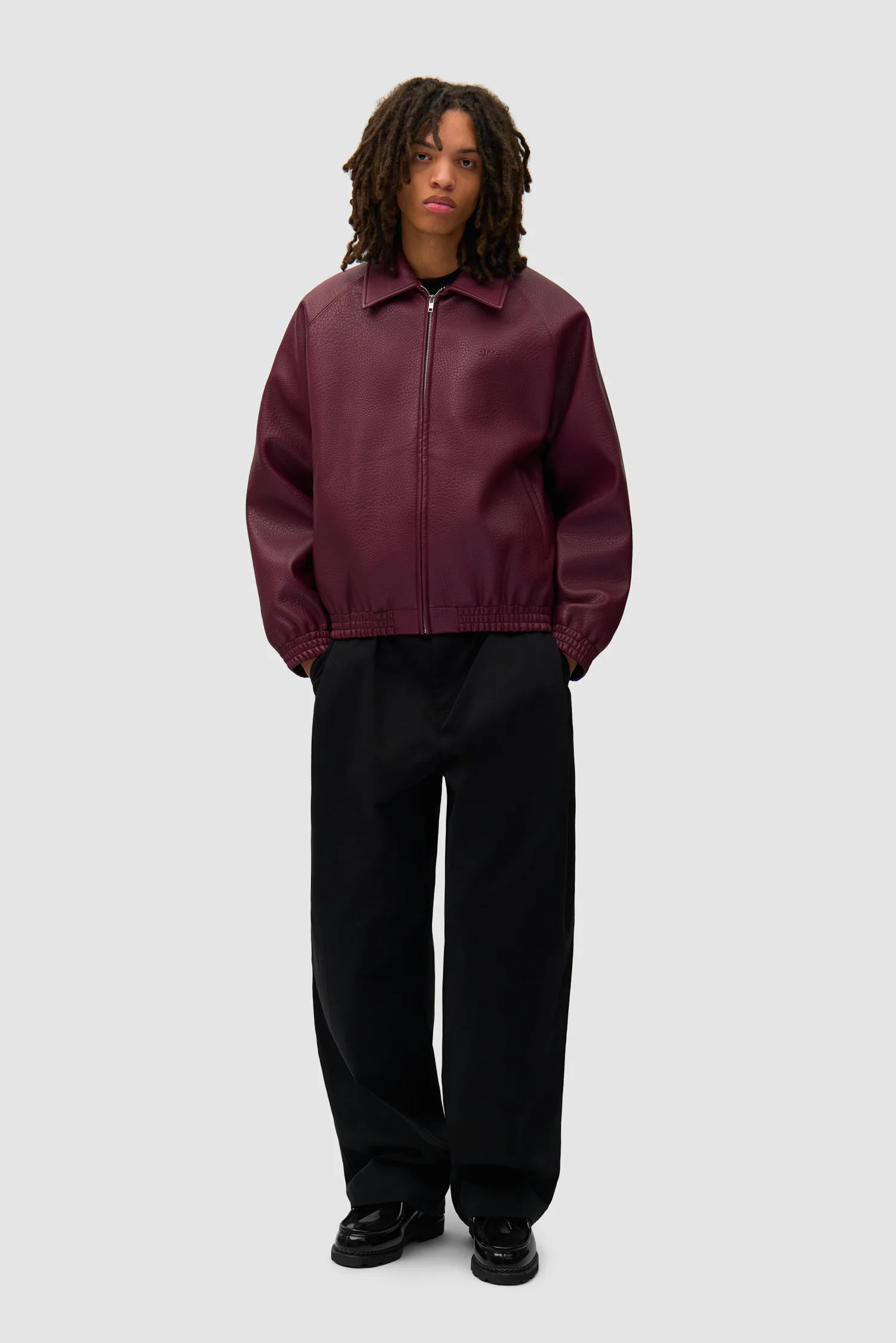 Veste en cuir basique - Bordeaux - Image 5