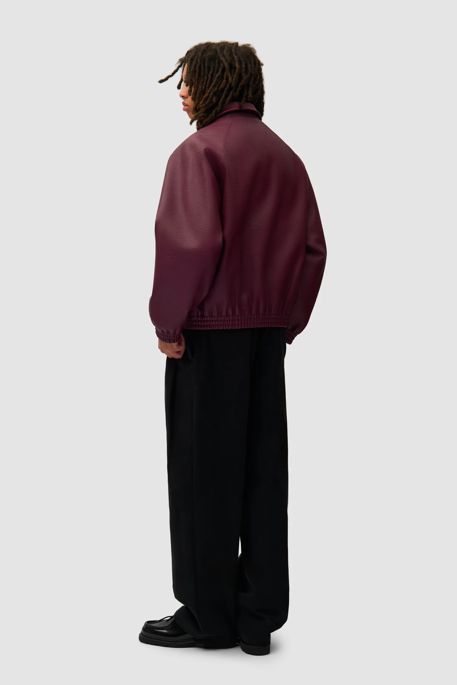 Veste en cuir basique - Bordeaux - Image 6
