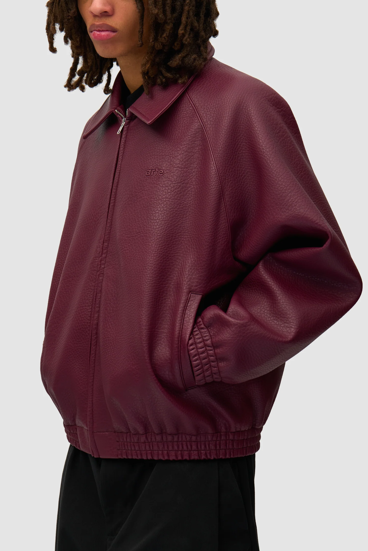 Veste en cuir basique - Bordeaux - Image 7