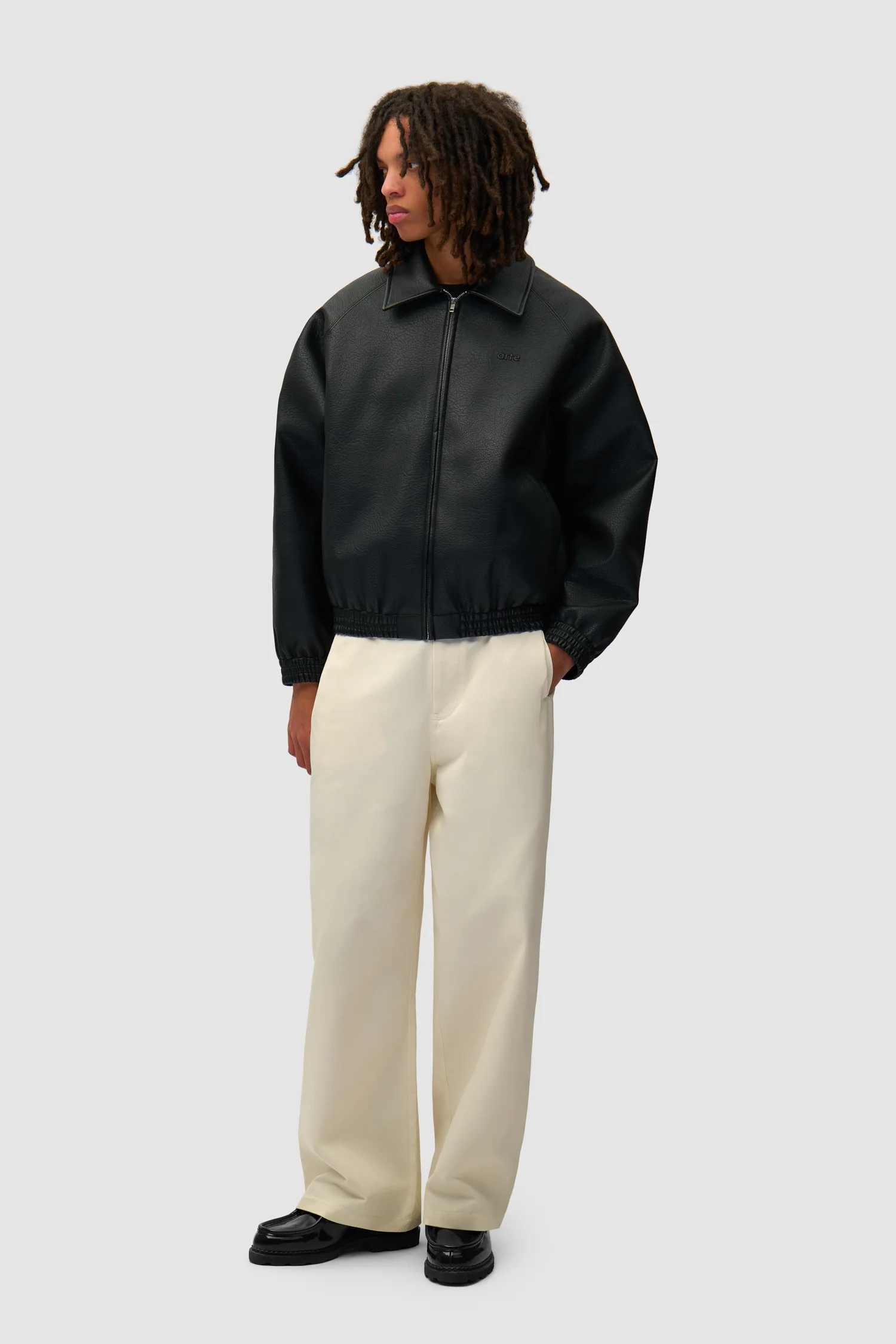 Veste en cuir basique - Noir - Image 5
