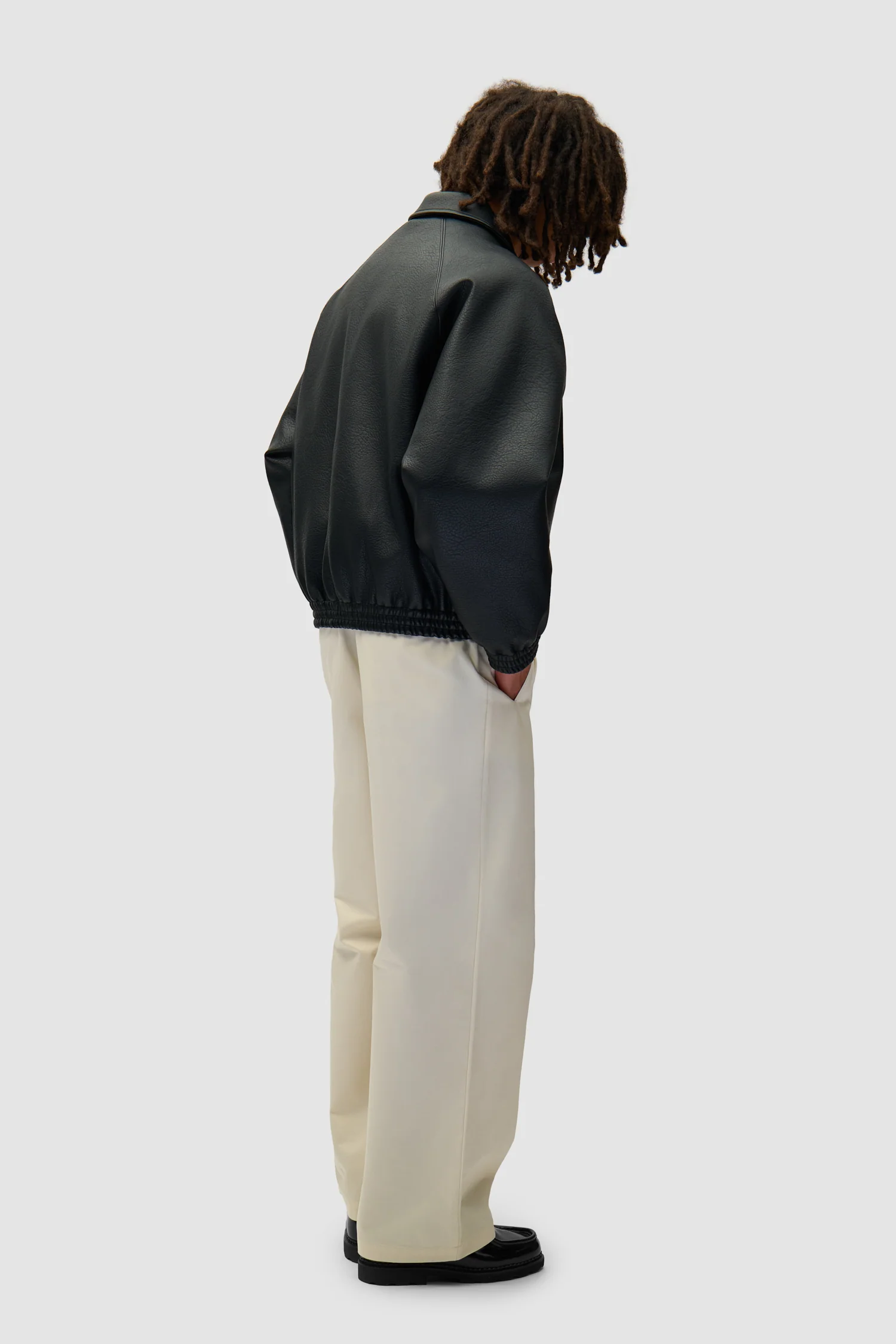 Veste en cuir basique - Noir - Image 6