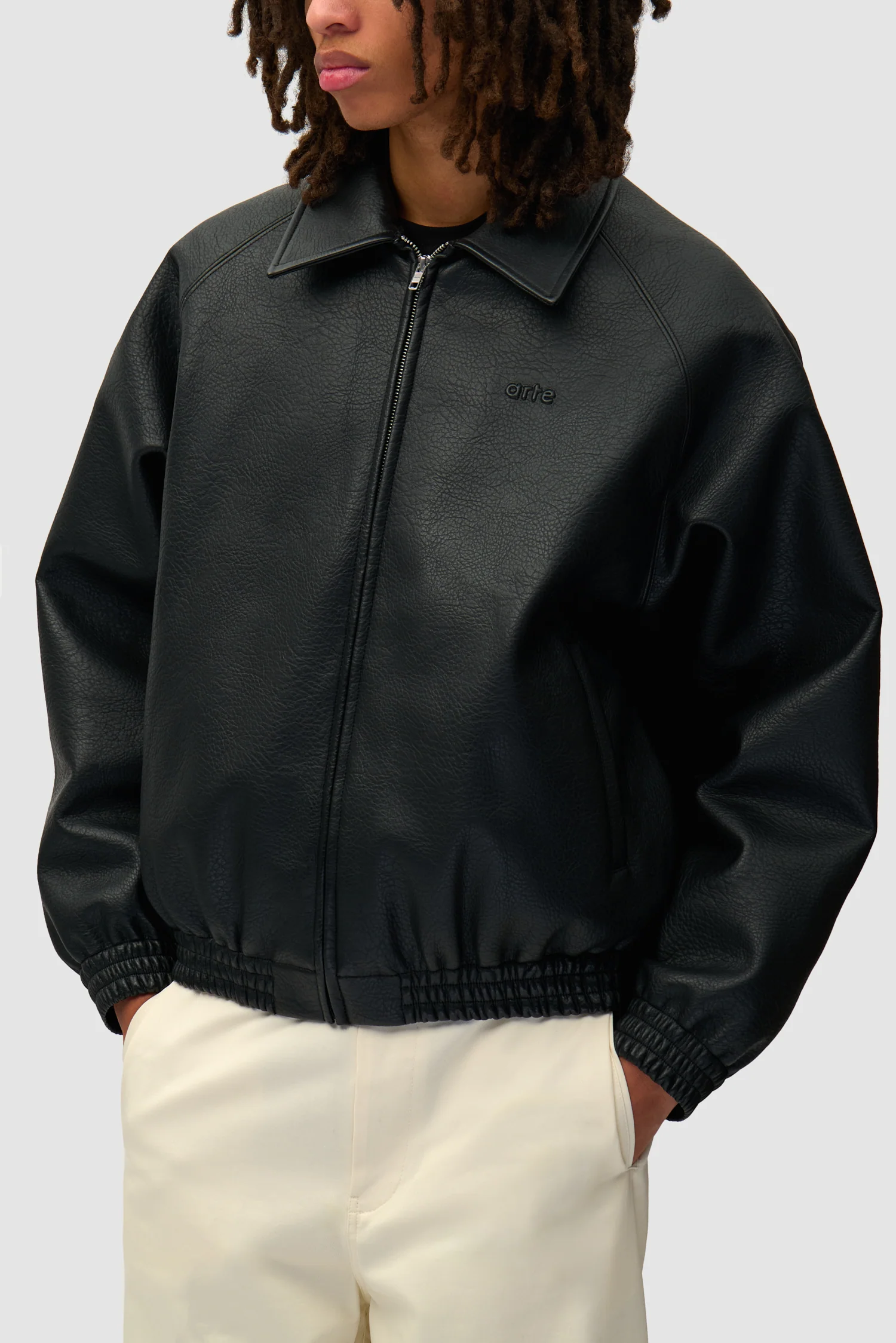 Veste en cuir basique - Noir - Image 7