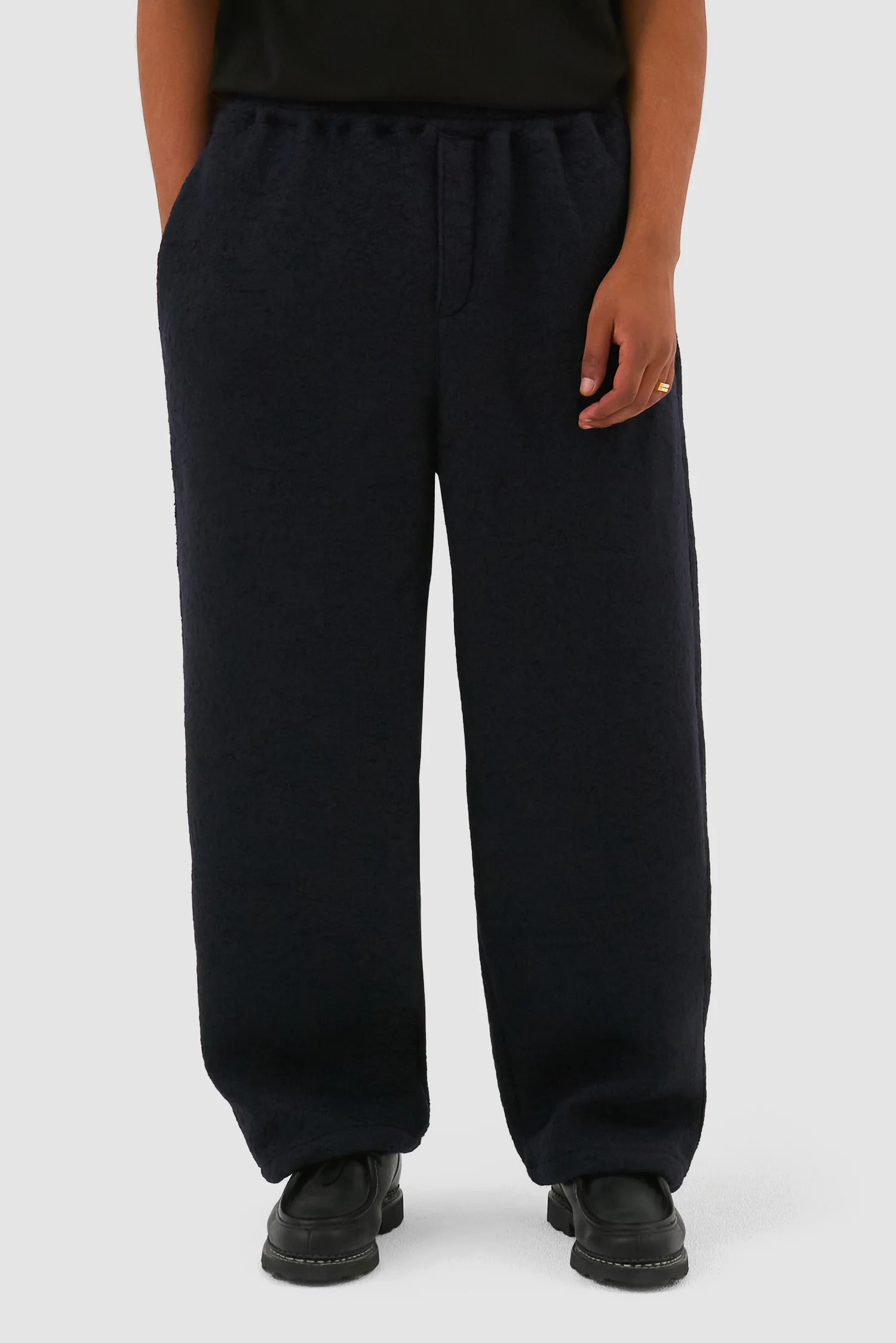 Pantalon en laine bouillie - Marine - Image 2