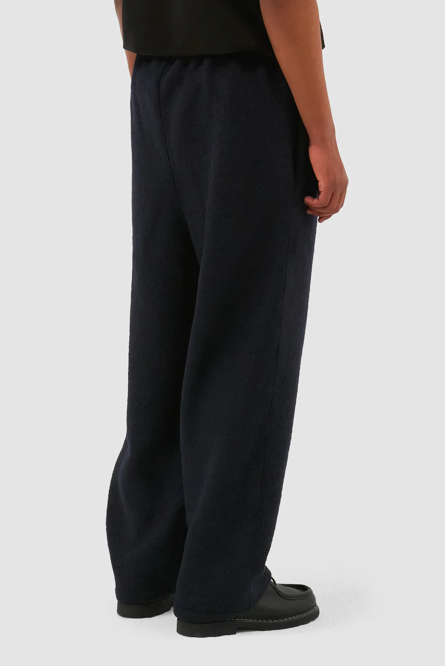 Pantalon en laine bouillie - Marine - Image 3