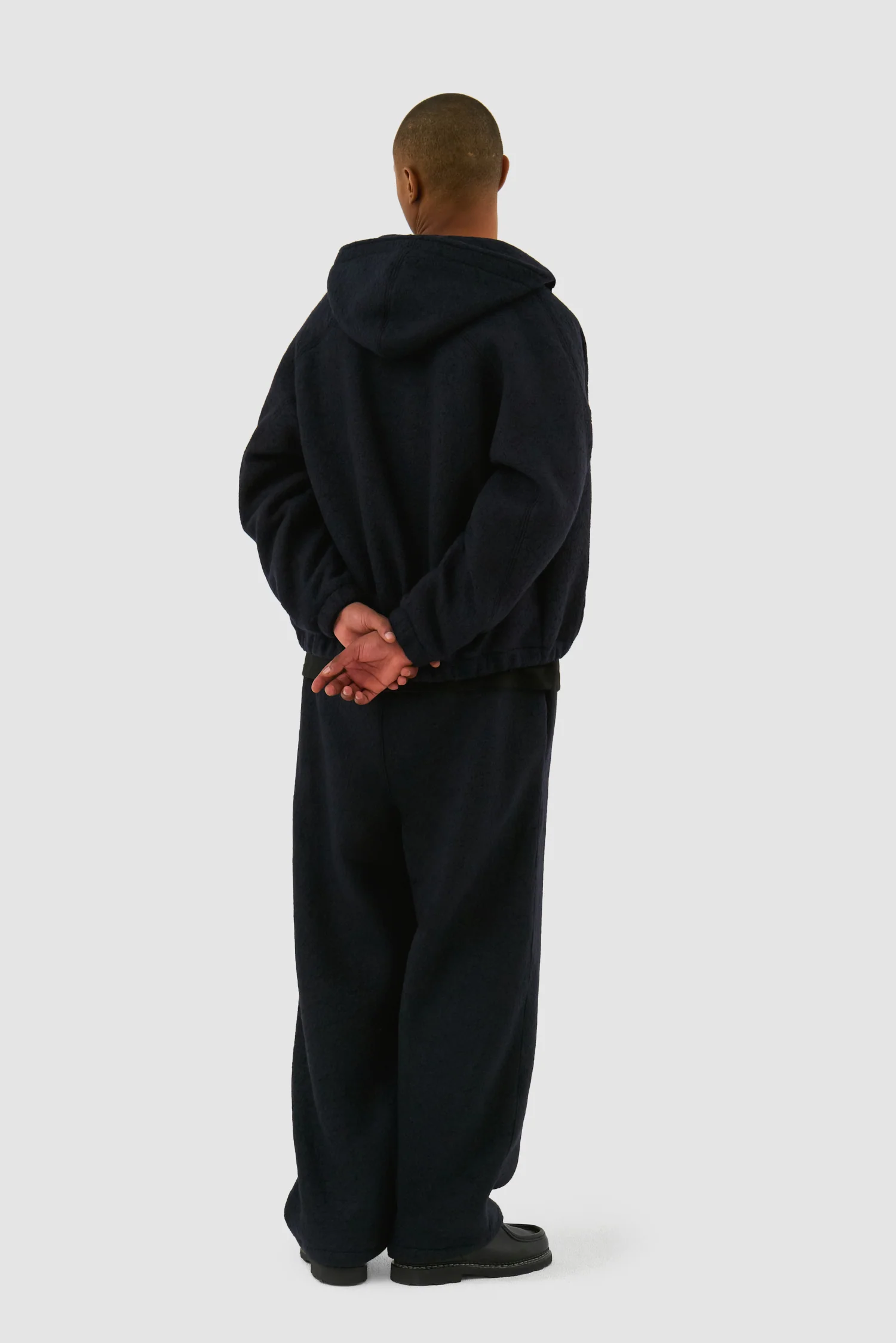 Pantalon en laine bouillie - Marine - Image 5