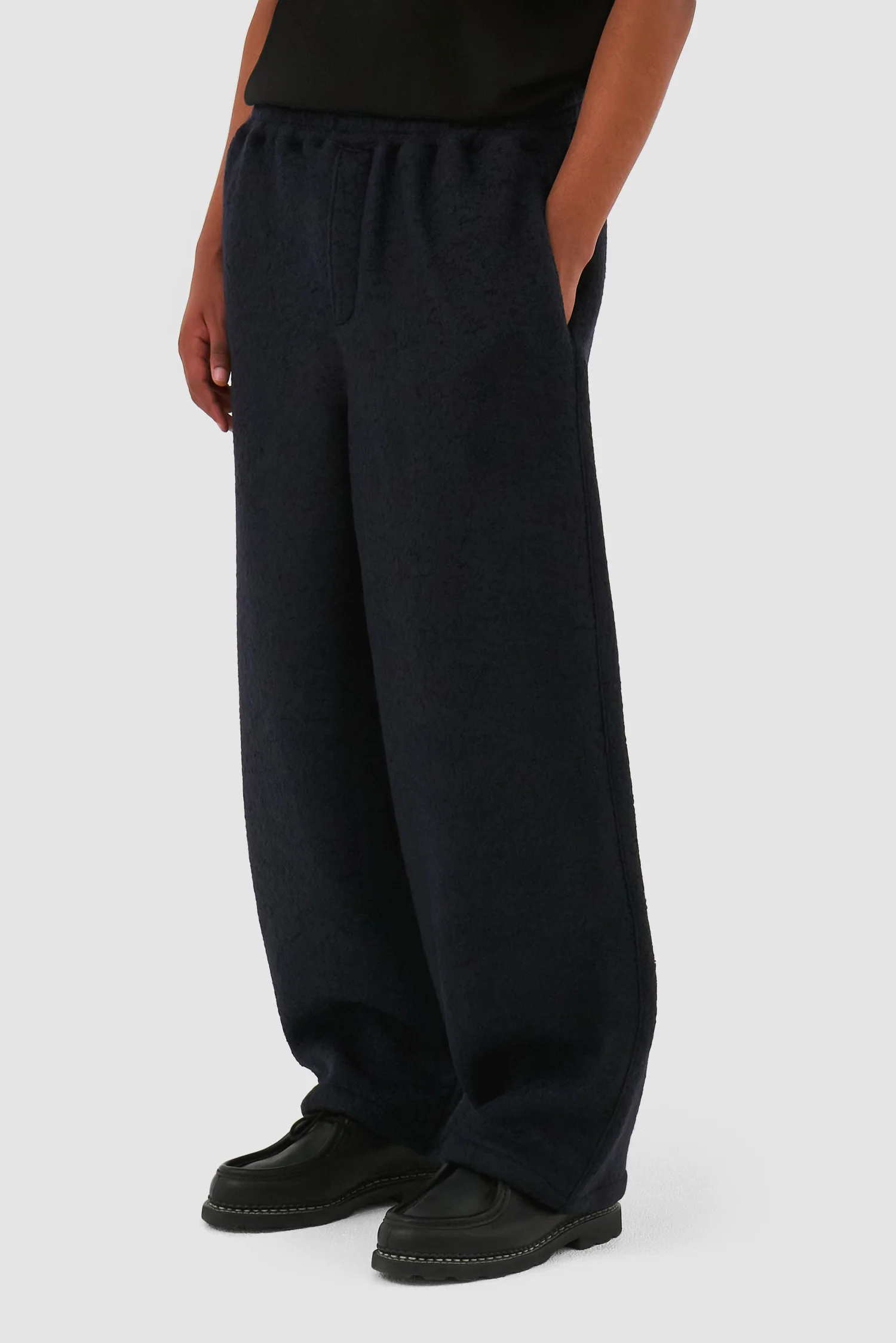 Pantalon en laine bouillie - Marine - Image 7