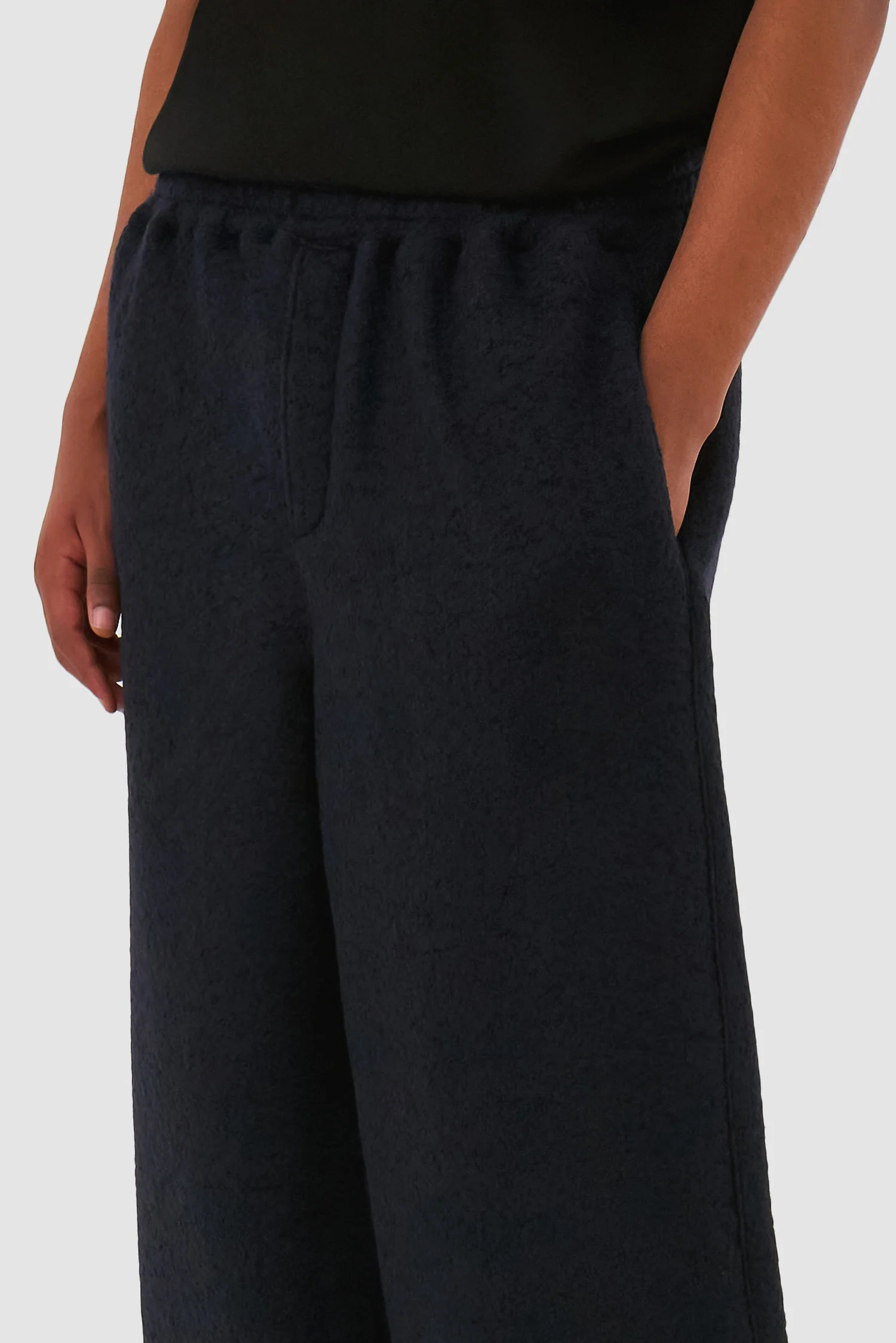 Pantalon en laine bouillie - Marine - Image 8