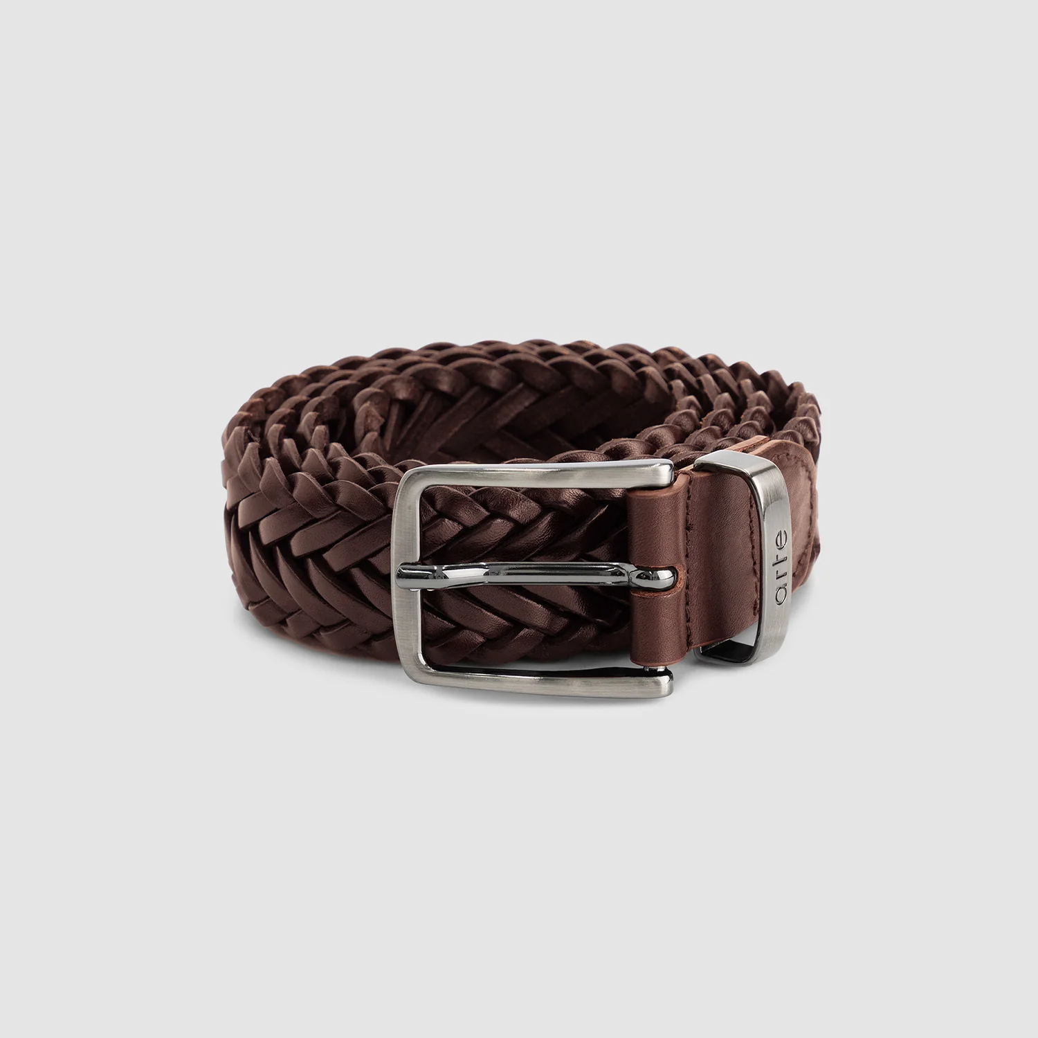 Ceinture en cuir tressé - Marron