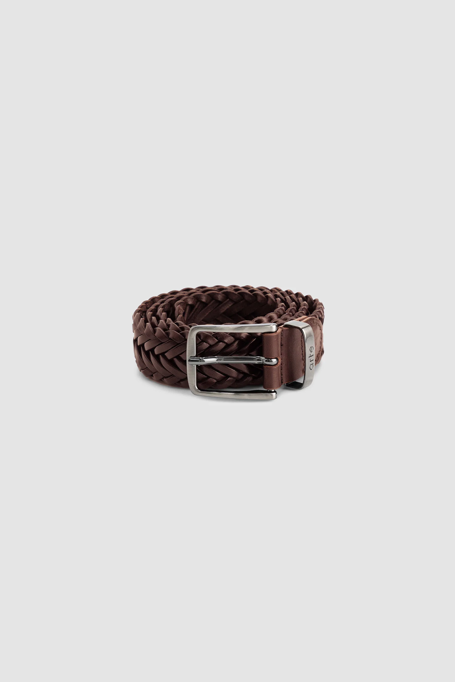 Ceinture en cuir tressé - Marron - Image 2