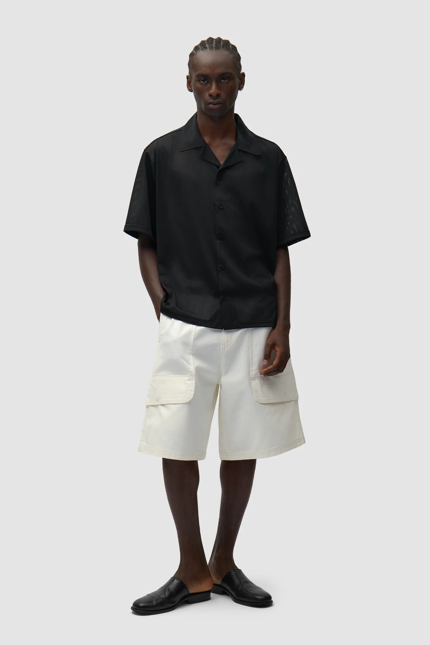 Short cargo en toile - Crème - Image 5