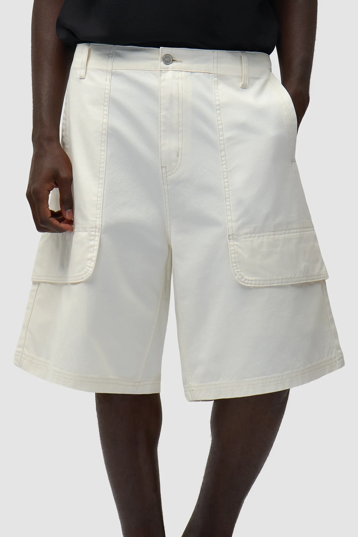 Short cargo en toile - Crème - Image 8