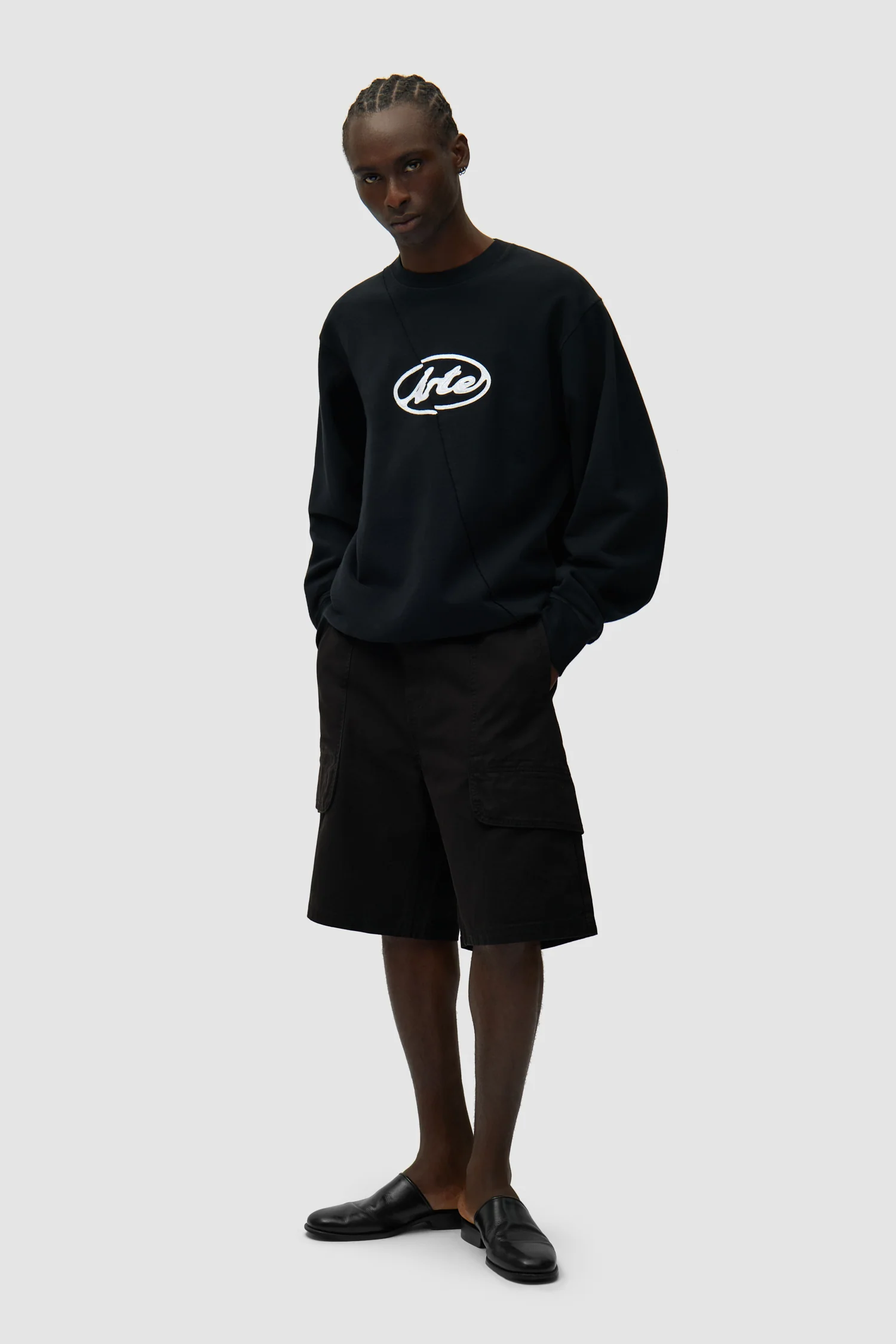 Pull brodé avec logo circulaire - Noir - Image 5