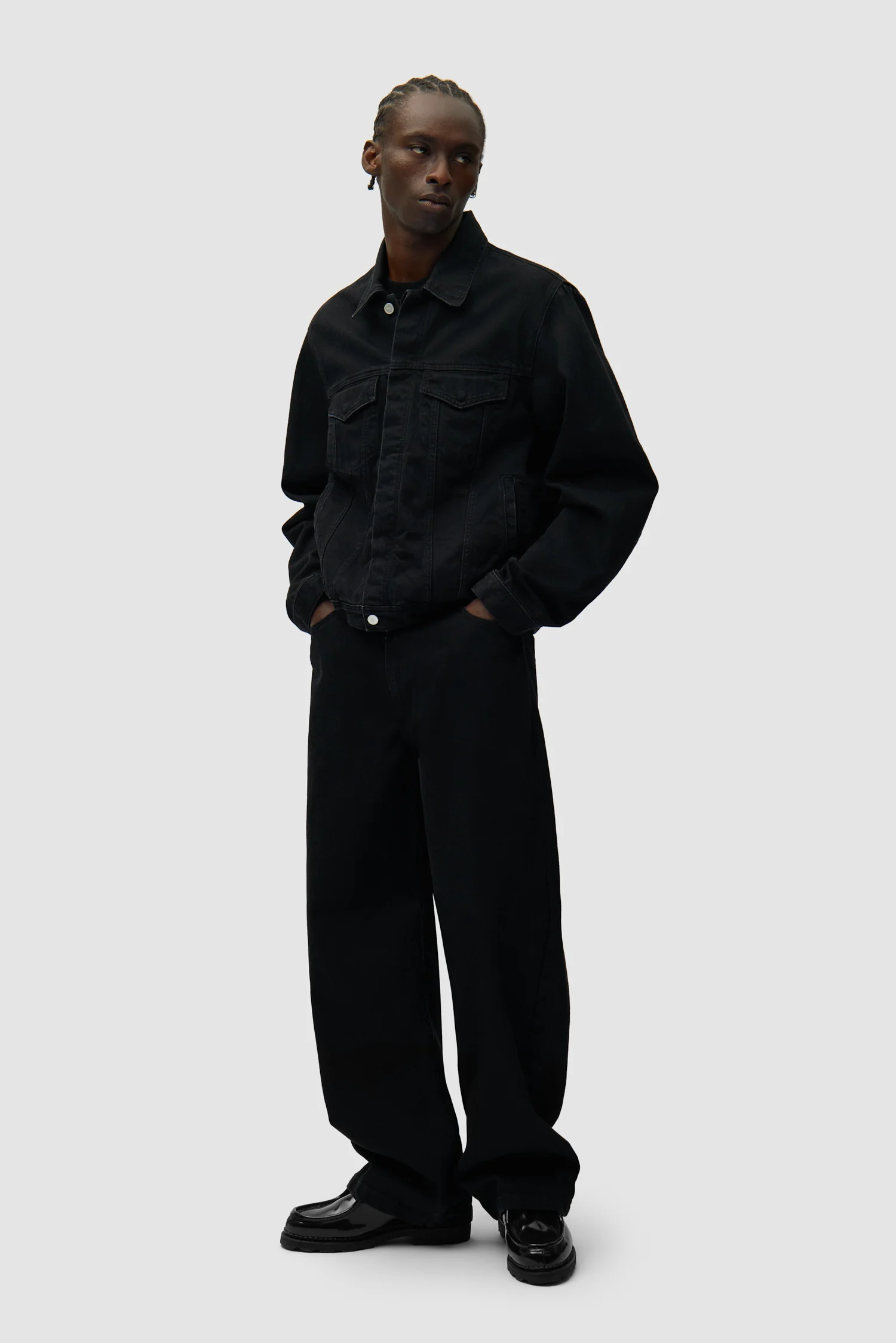Veste en jean avec logo cercle - Noir - Image 5