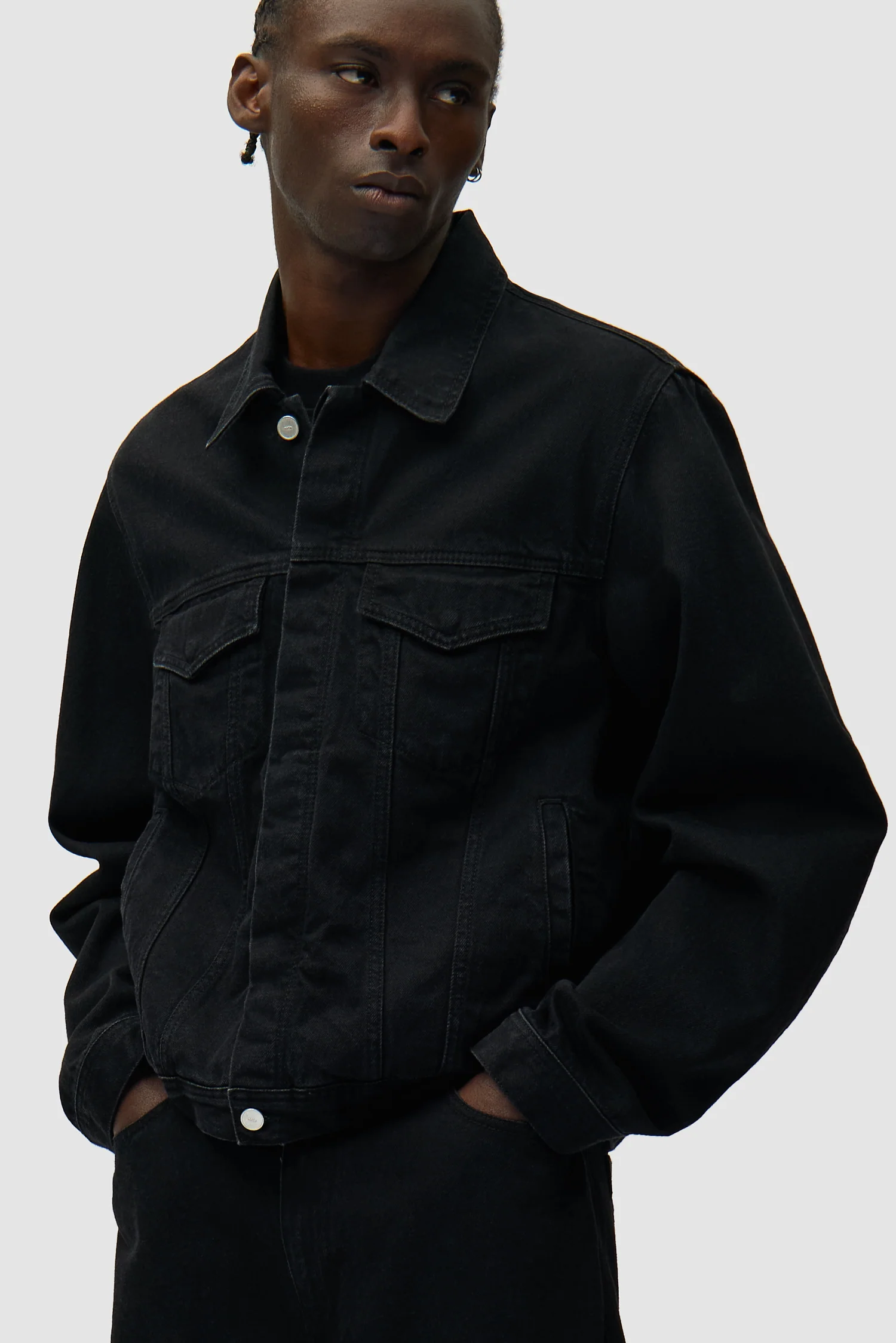Veste en jean avec logo cercle - Noir - Image 7