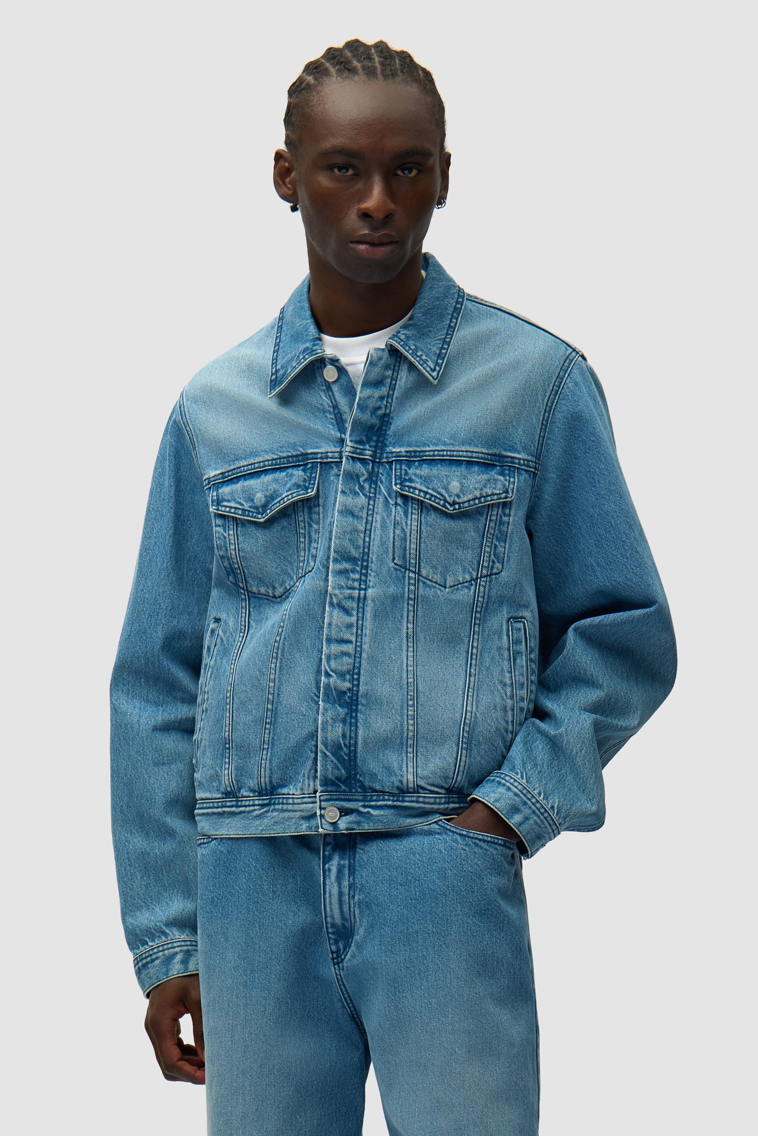 Veste en jean avec logo cercle - Denim Bleach - Image 3