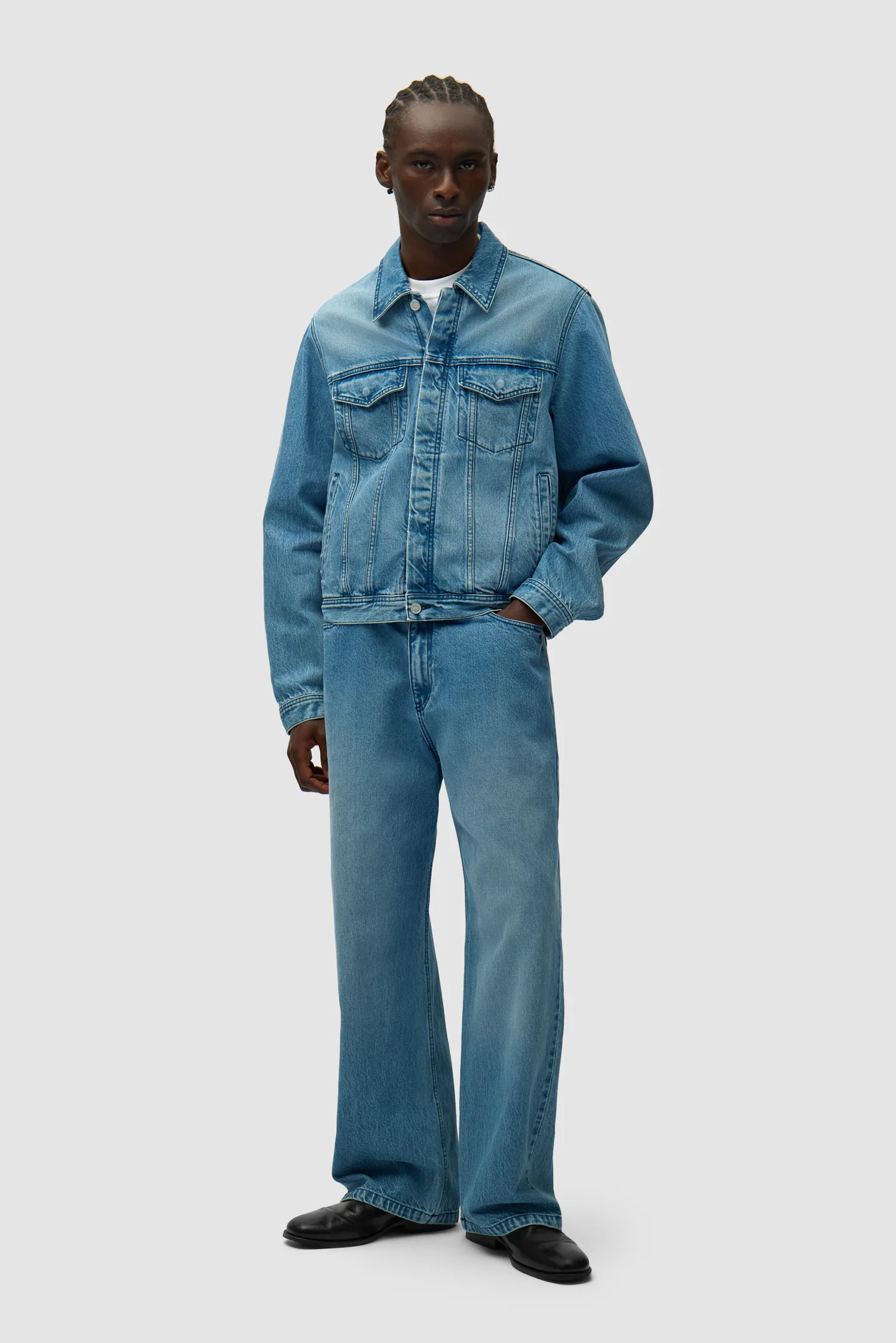 Veste en jean avec logo cercle - Denim Bleach - Image 4