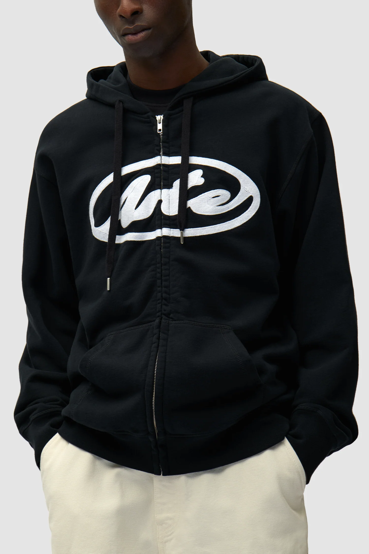Sweat à capuche zippé avec logo cercle - Noir - Image 6