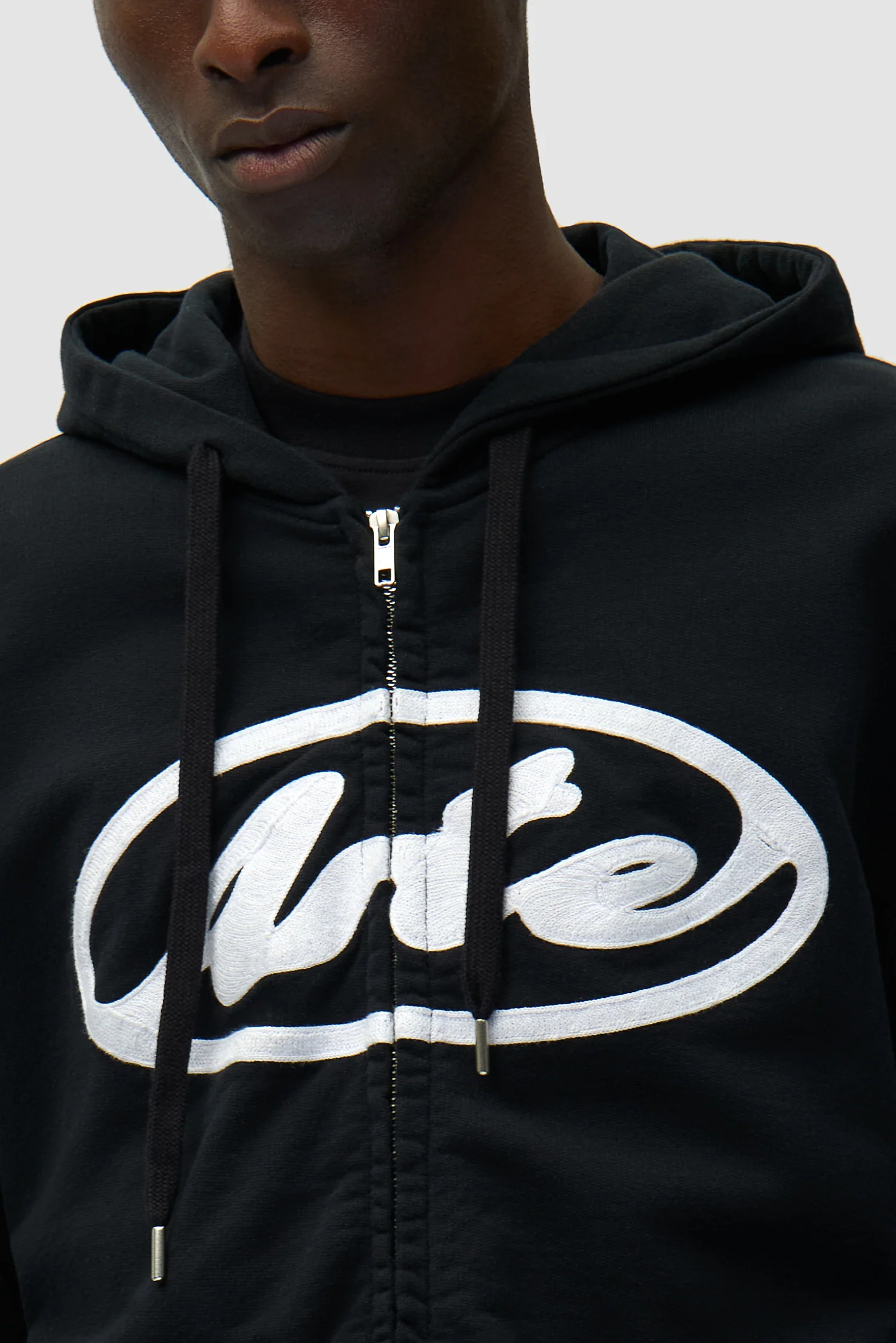 Sweat à capuche zippé avec logo cercle - Noir - Image 7